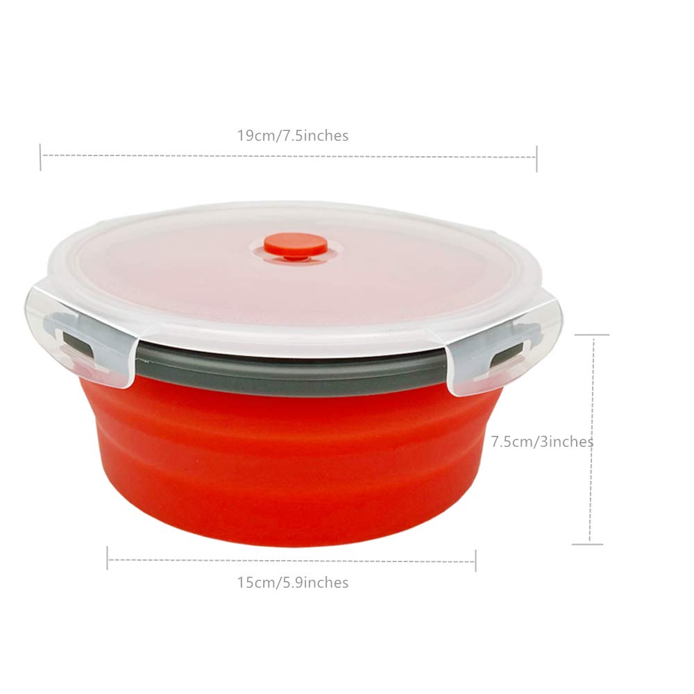 CARTINTS 1200ml Large Collapsible Silicone Food Storage Containers - BPA-Free Leakproof Lunch Box & Leftover Container Set (3-Pack) - Perfect for Camping, Travel, Meal Prep & Office Lunch Storage
