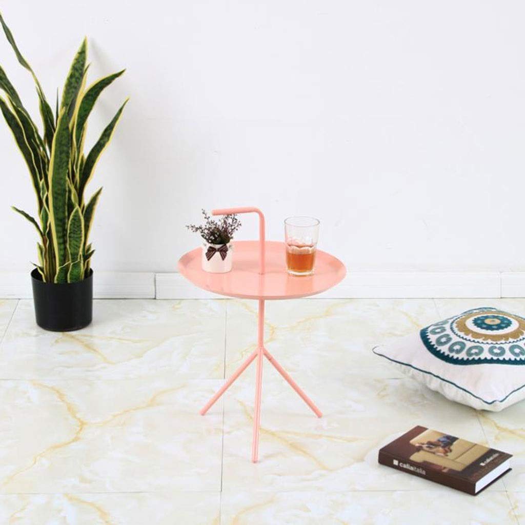 Round Metal Side Table - Small Coffee Table, End Table, Sofa Table, Accent Table for Living Room & Bedroom | Easy Assembly Snack Table & Bedside Table (Pink) - Perfect for Small Spaces, Apartment Decor & Coffee Break Convenience