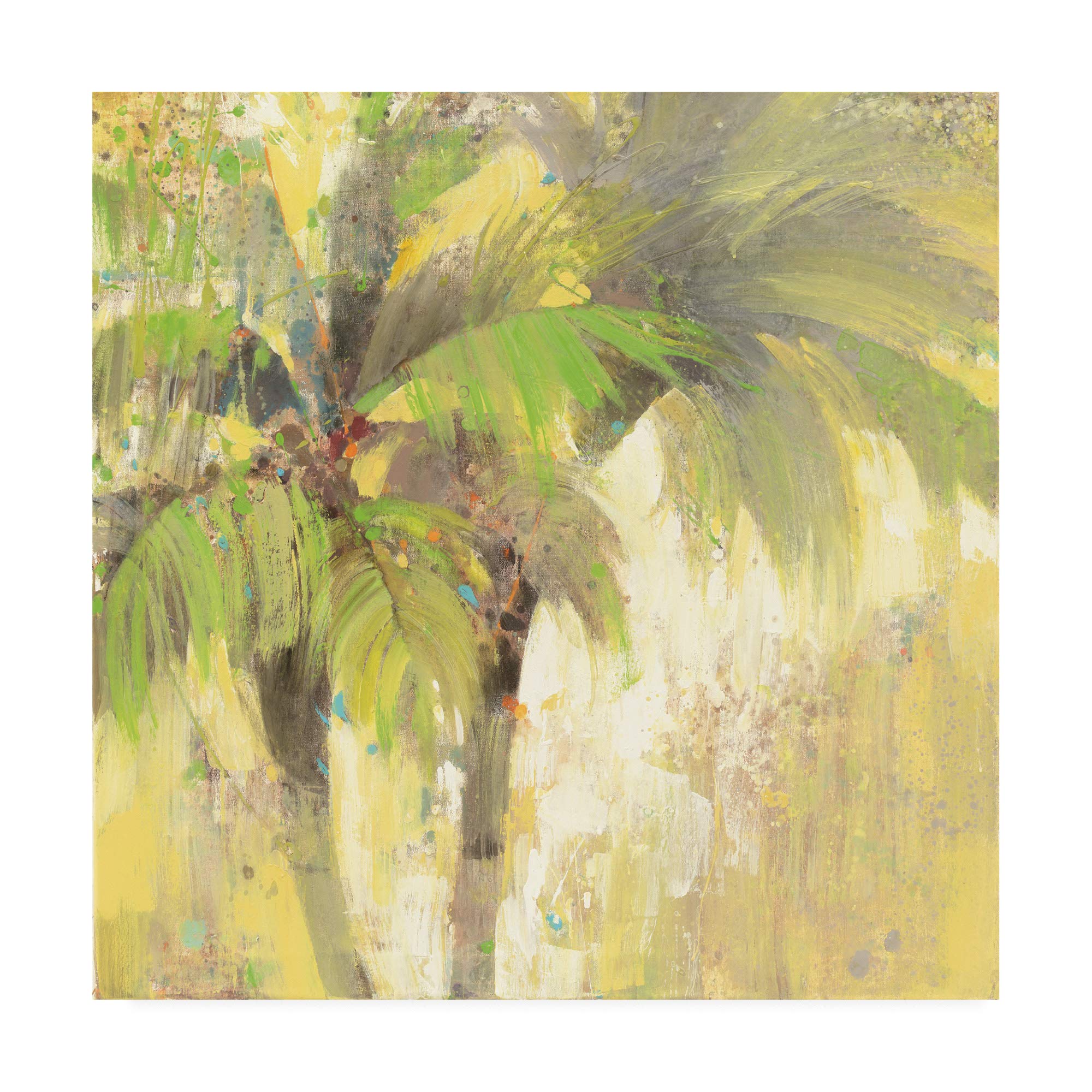 Trademark Fine Art Breezy Palm I by Albena Hristova - 18x18 Inch Canvas Wall Art - Tropical Beach Decor for Living Room, Bedroom & Office