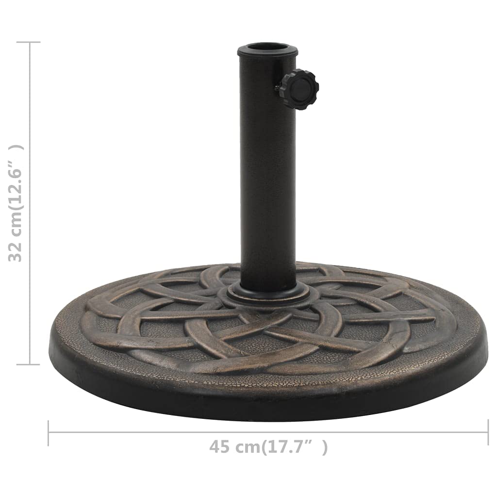 Heavy Duty Bronze Garden Umbrella Stand - Cast Iron Effect, Floral Design, 24.3 lbs - Perfect for Patio, Deck, Backyard & Outdoor Dining Areas