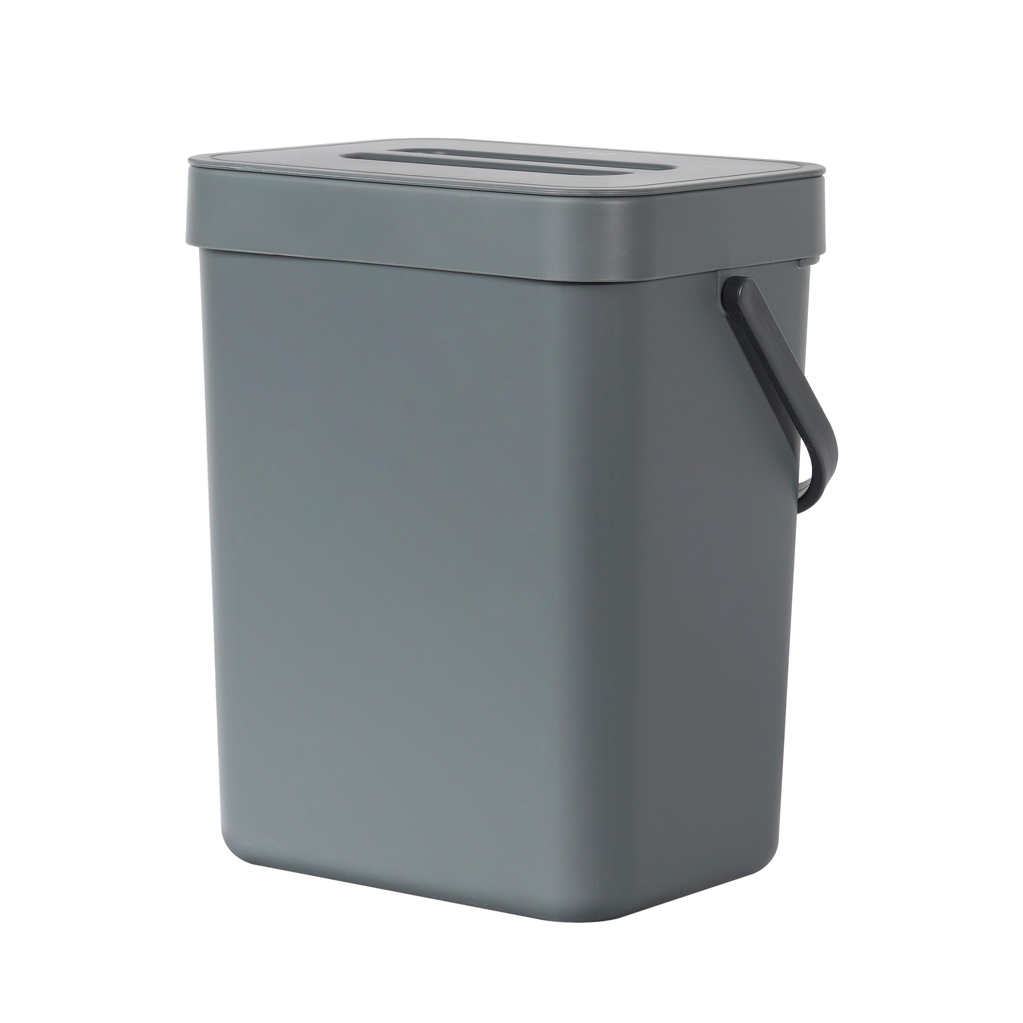 EKO Puro Mini Wall-Mounted Trash Can with Lid - 0.79 Gal / 3L Small Hanging Kitchen Compost Bin for Food Waste - Space-Saving Grey Indoor Garbage Can for Apartments, RVs & Small Spaces