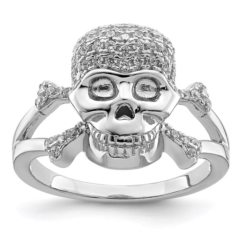 925 Sterling Silver Cubic Zirconia Skull Ring for Women - Gothic Punk Jewelry Gift for Her - Perfect for Halloween, Rock Concerts & Edgy Fashion