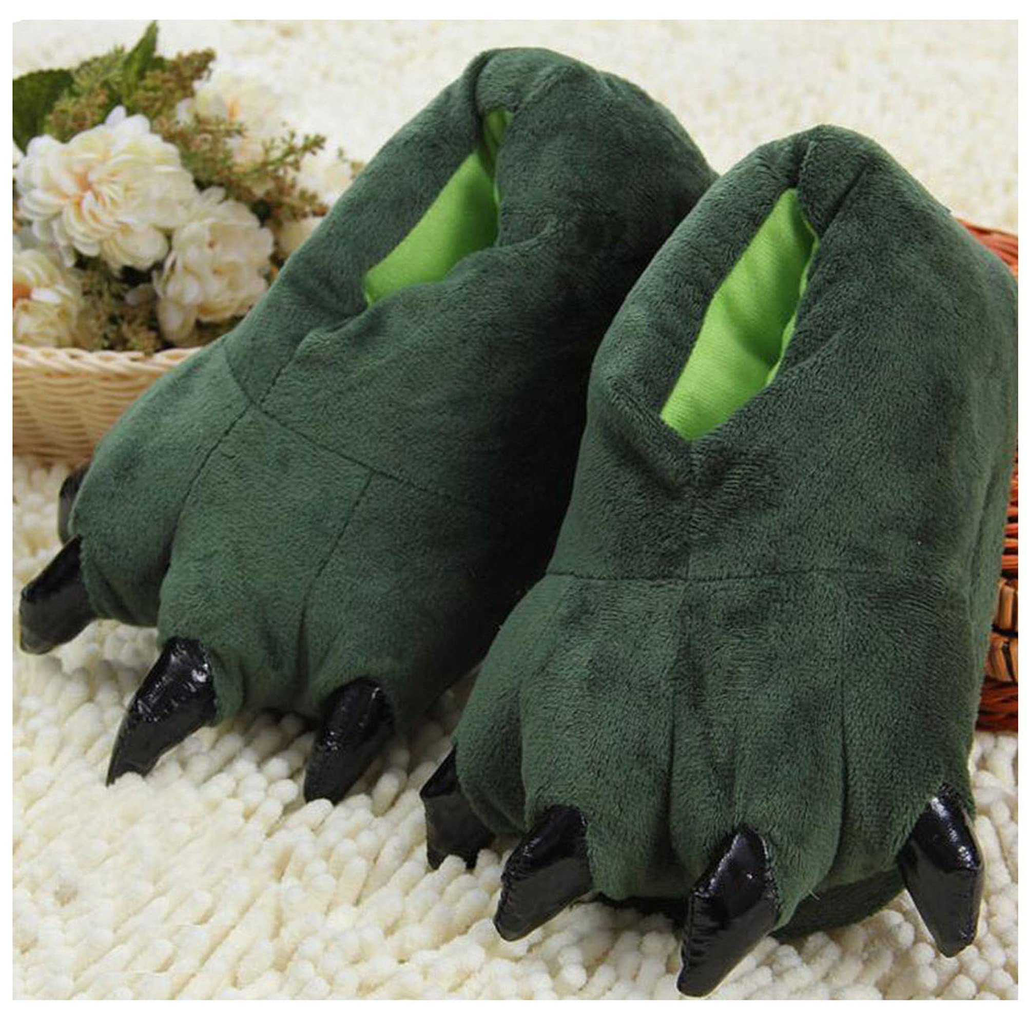 Unisex Soft Plush Animal Paw Slippers - Cozy Dinosaur & Bear Paw House Shoes for Women & Men | Perfect for Indoor Comfort, Lounge Wear & Cute Gifts