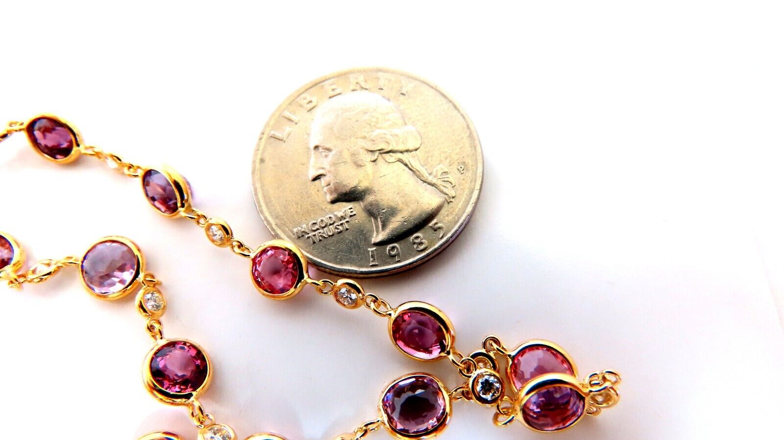 46ct Natural Pink Spinel Diamond Tennis Necklace 40 Inch 14K Gold - Elegant Jewelry for Women, Perfect for Weddings, Parties & Special Occasions