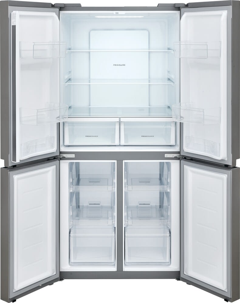 Frigidaire 33 Inch Wide Counter Depth 4-Door Refrigerator FRQG1721AV - Stainless Steel French Door Fridge for Modern Kitchen & Open Floor Plans