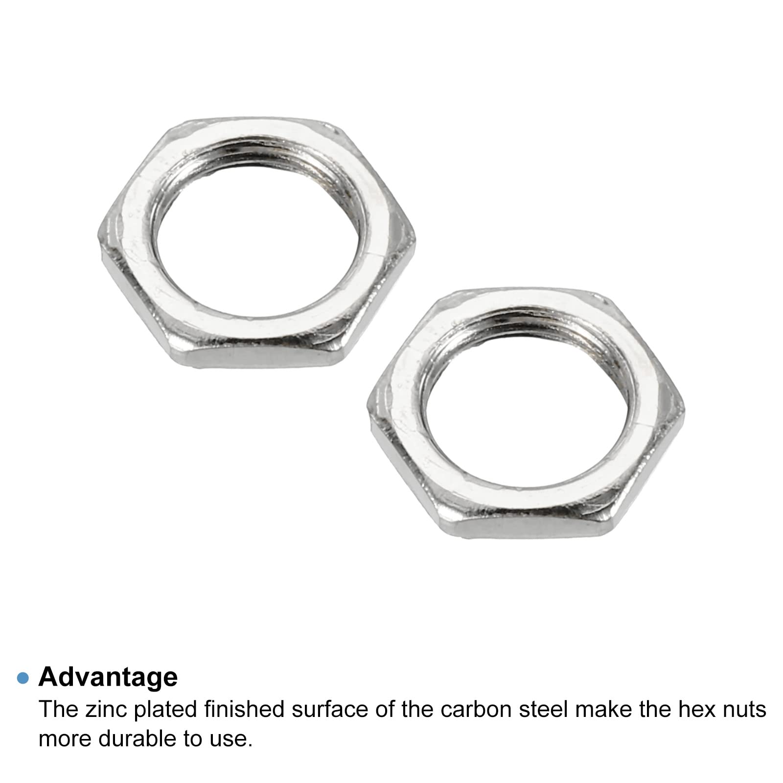 PATIKIL M9 x 0.75 Steel Hex Nuts - 30 Pack Metric Thread Zinc Plated Nuts for Bolts & Fasteners (2.5mm Height) - Ideal for Automotive, Machinery & DIY Projects