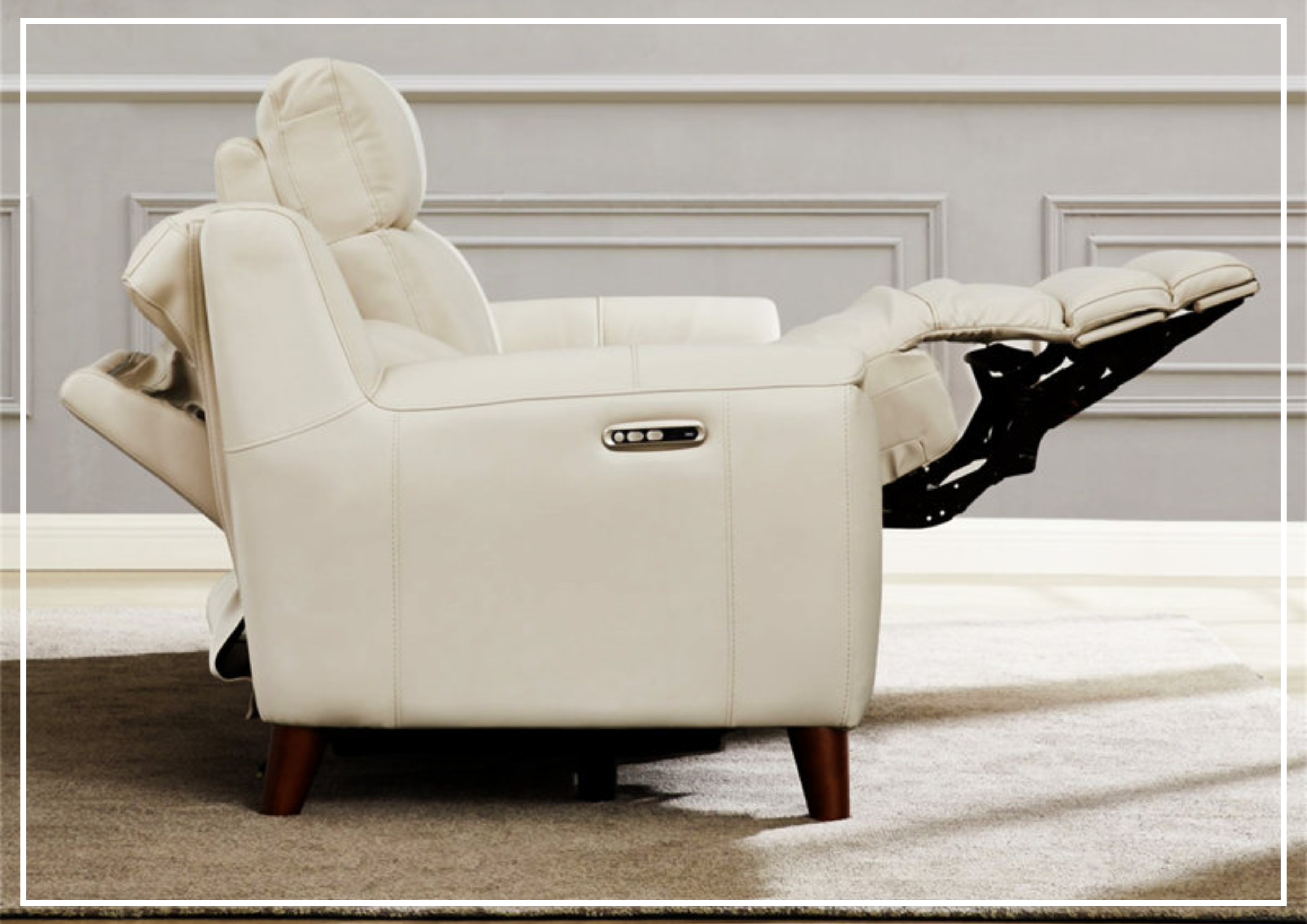 Hydeline Torino Top Grain Leather 2-Seater Power Recliner Sofa with Adjustable Headrest - Perfect for Living Room, Home Theater & Relaxation