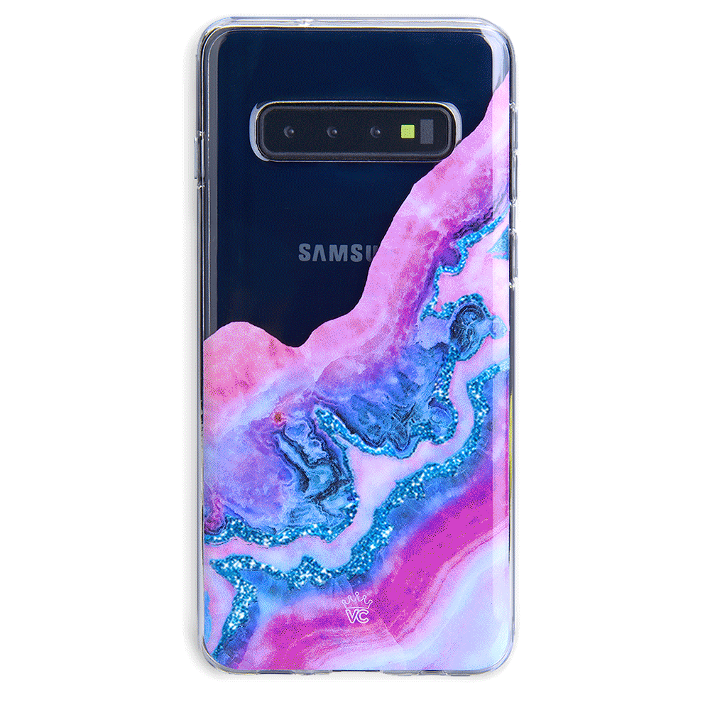 Sparkling Geode Glitter Clear Phone Case for Samsung Galaxy S21/S20/Note 20 - Shatterproof Protective Cover with Crystal Design for Everyday Style & Protection