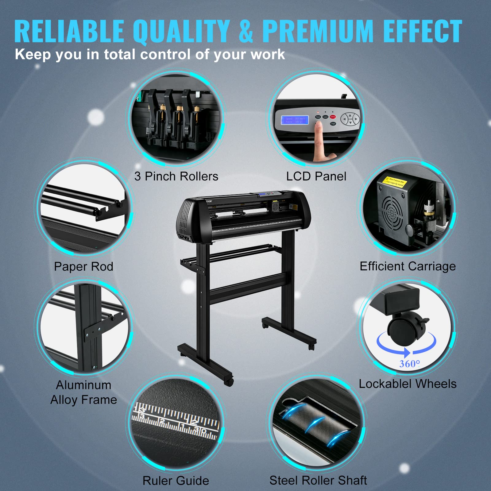 VEVOR 28-Inch Vinyl Cutter Plotter Machine with Stand - Adjustable Speed & Pressure for Sign Making, Compatible with SignMaster Software (USB/Bluetooth/COM) - Perfect for DIY Crafts, Decals, Stickers, and Professional Signage Projects