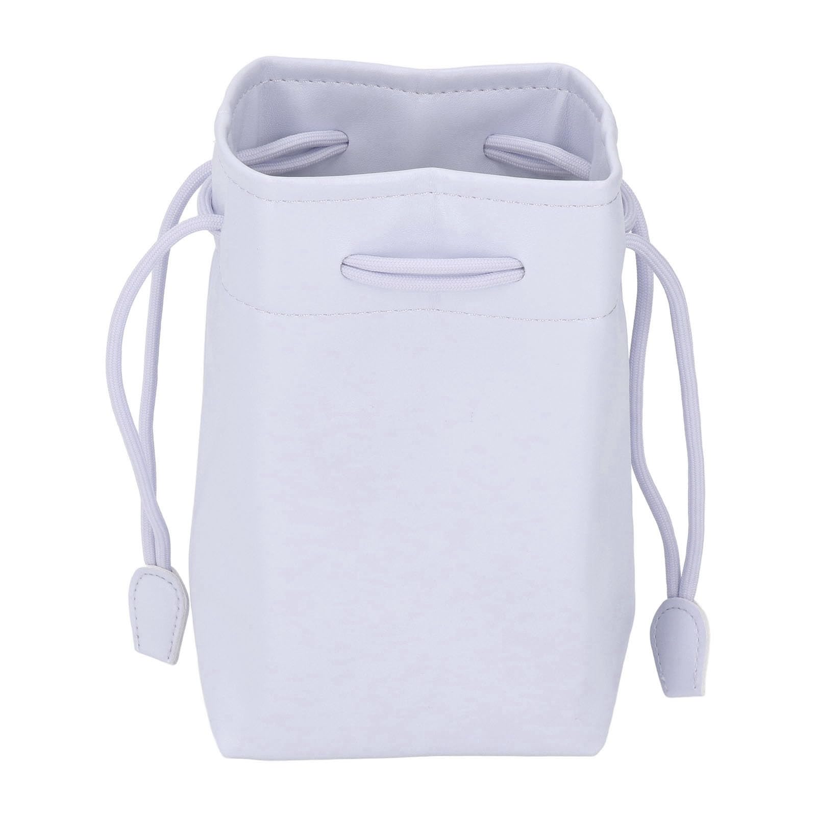PU Leather Camera Drawstring Bag for Instant Film Printers & Mirrorless Digital Cameras - Waterproof Camera Storage Organizer Pouch (White) - Perfect for Travel, Hiking & Photography Enthusiasts