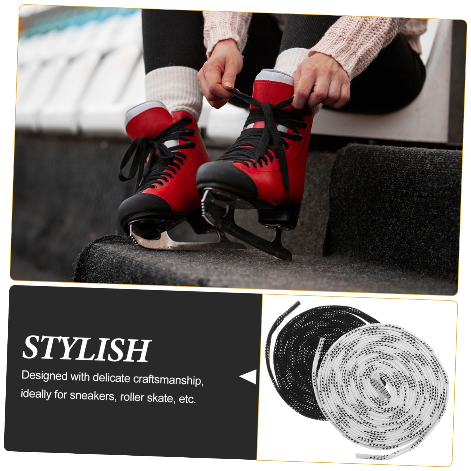 Kisangel Premium Ice Hockey Skate Laces - Durable Wear-Resistant Hockey & Roller Skate Shoelaces - Easy to Install for Hockey Players & Skaters - Perfect for Ice Hockey, Roller Skating & Sports Training