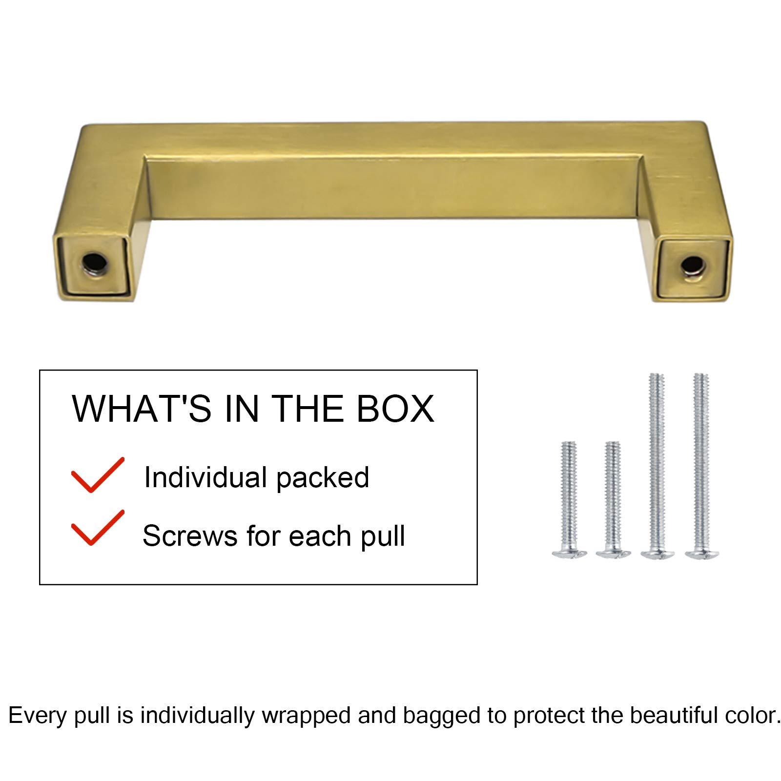 Goldenwarm 10-Pack Brushed Brass Cabinet Pulls - Modern Square Knobs for Kitchen & Bathroom