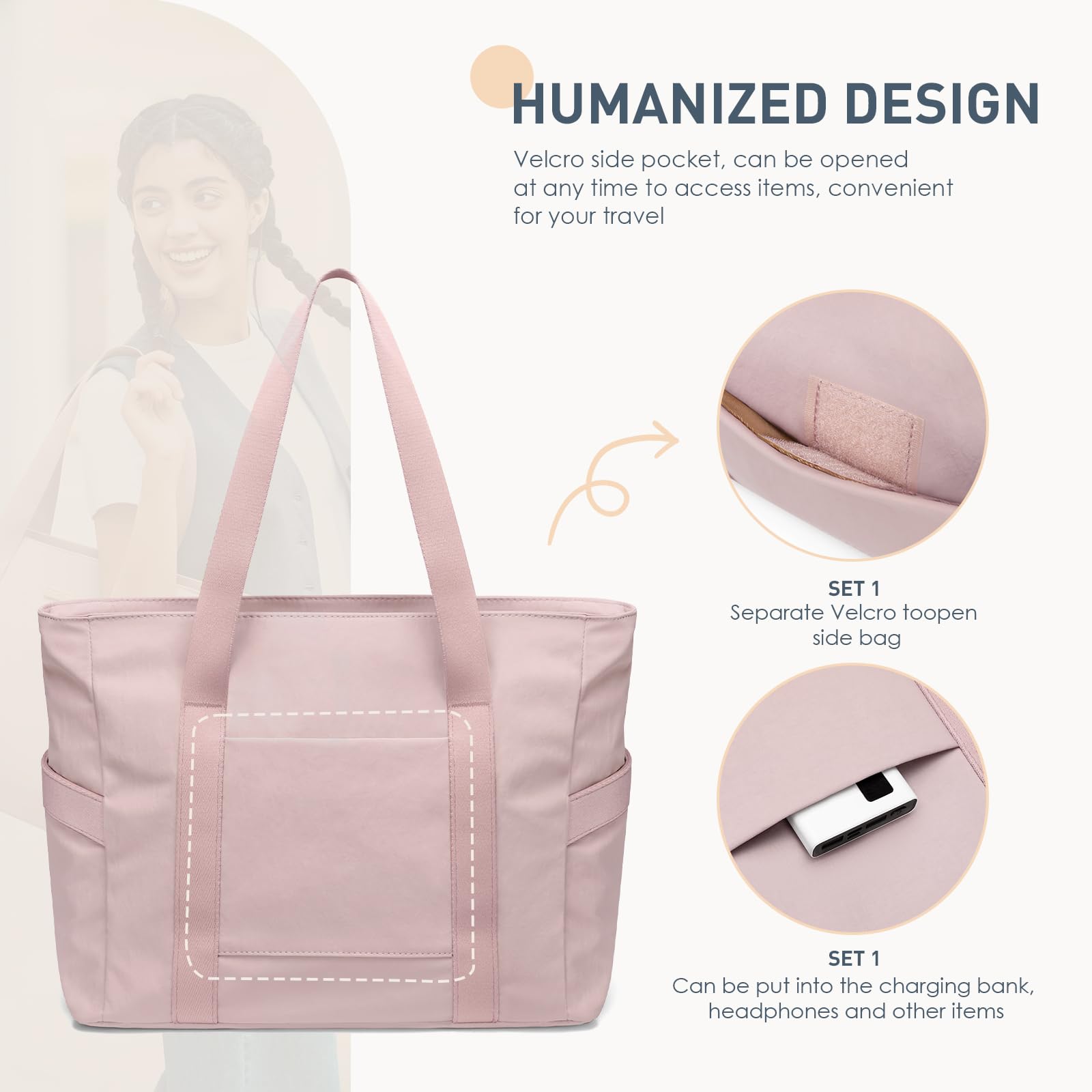 GOLF SUPAGS Women's Large Zippered Tote Bag - Stylish Shoulder Bag with Top Handle for Travel, Work & Everyday Use | Perfect for Commuting, Shopping & Gym