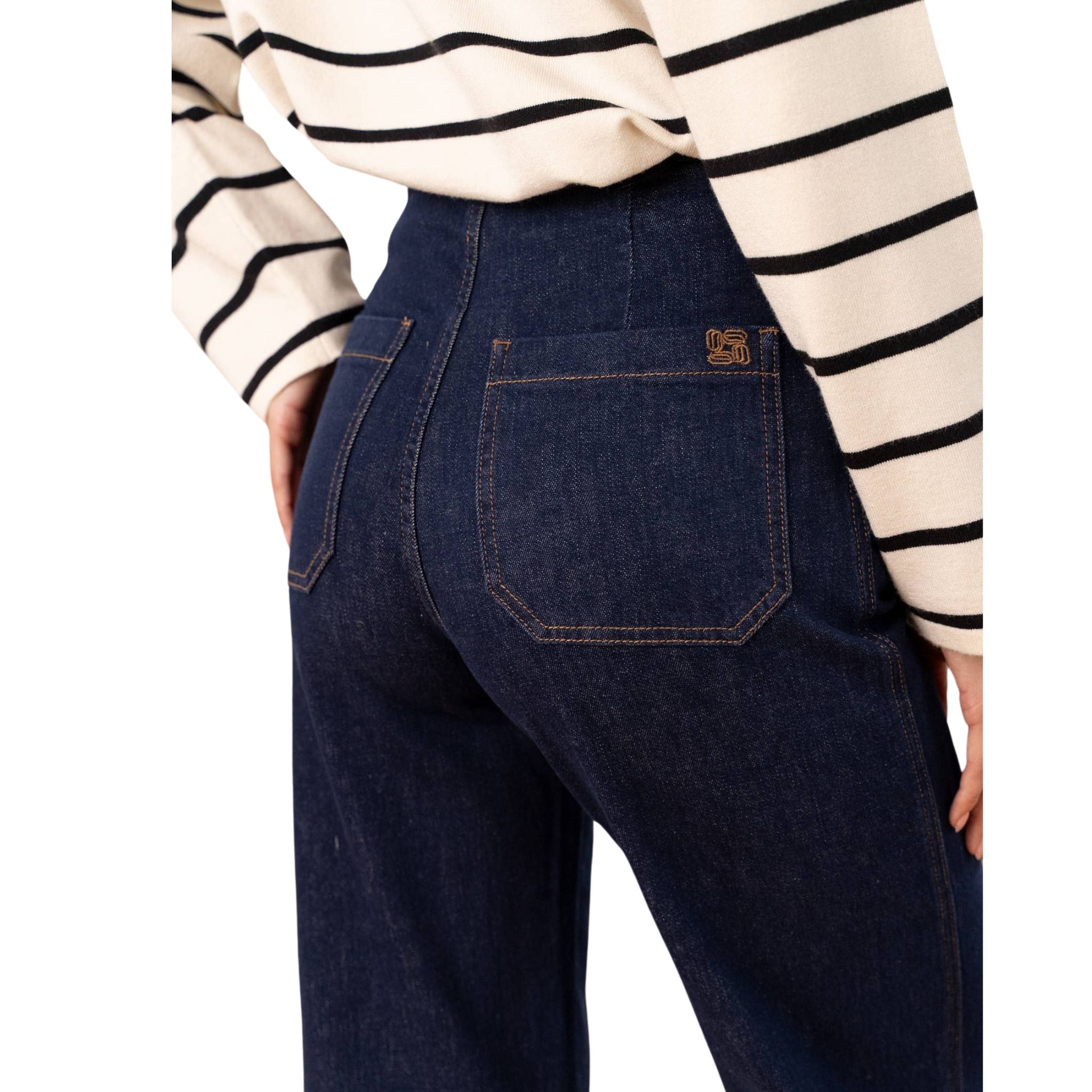 Stylish Wide Leg Venise Jeans in Navy Blue - Perfect for Casual Outings & Boho Chic Looks