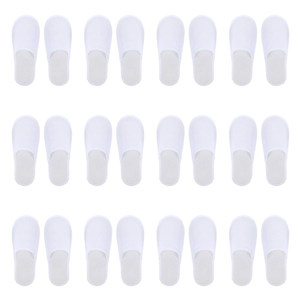 Lurrose 12 Pairs Disposable Closed Toe Hotel Slippers - Soft Coral Fleece Non-Slip Spa Slippers for Guests, Travel, Nail Salons & Home Use | Comfortable & Hygienic Footwear for Hotels, Spas & Relaxation