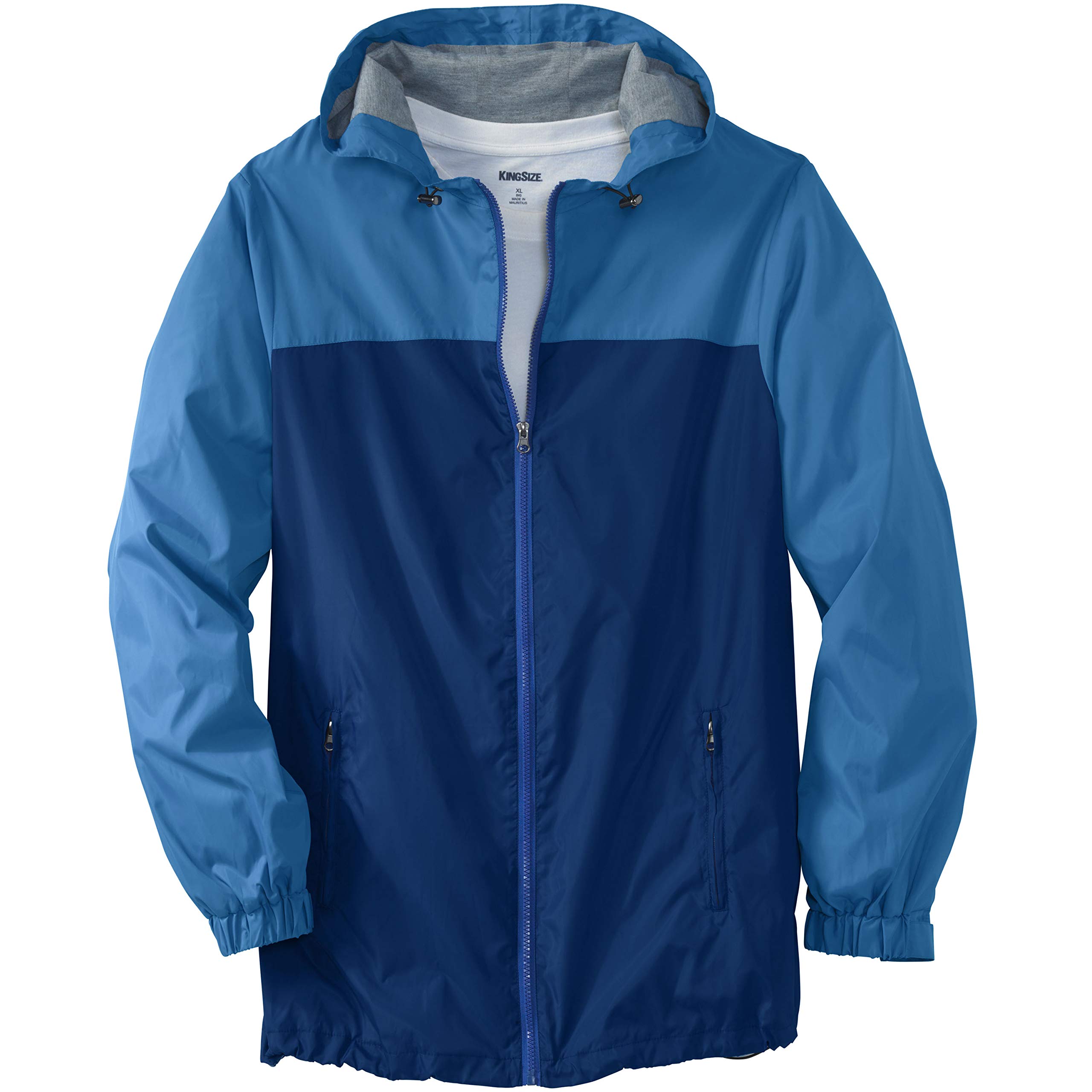 KingSize Men's Big & Tall Jersey-Lined Windbreaker Jacket - Lightweight Water-Resistant Outdoor Coat for Hiking, Running & Casual Wear