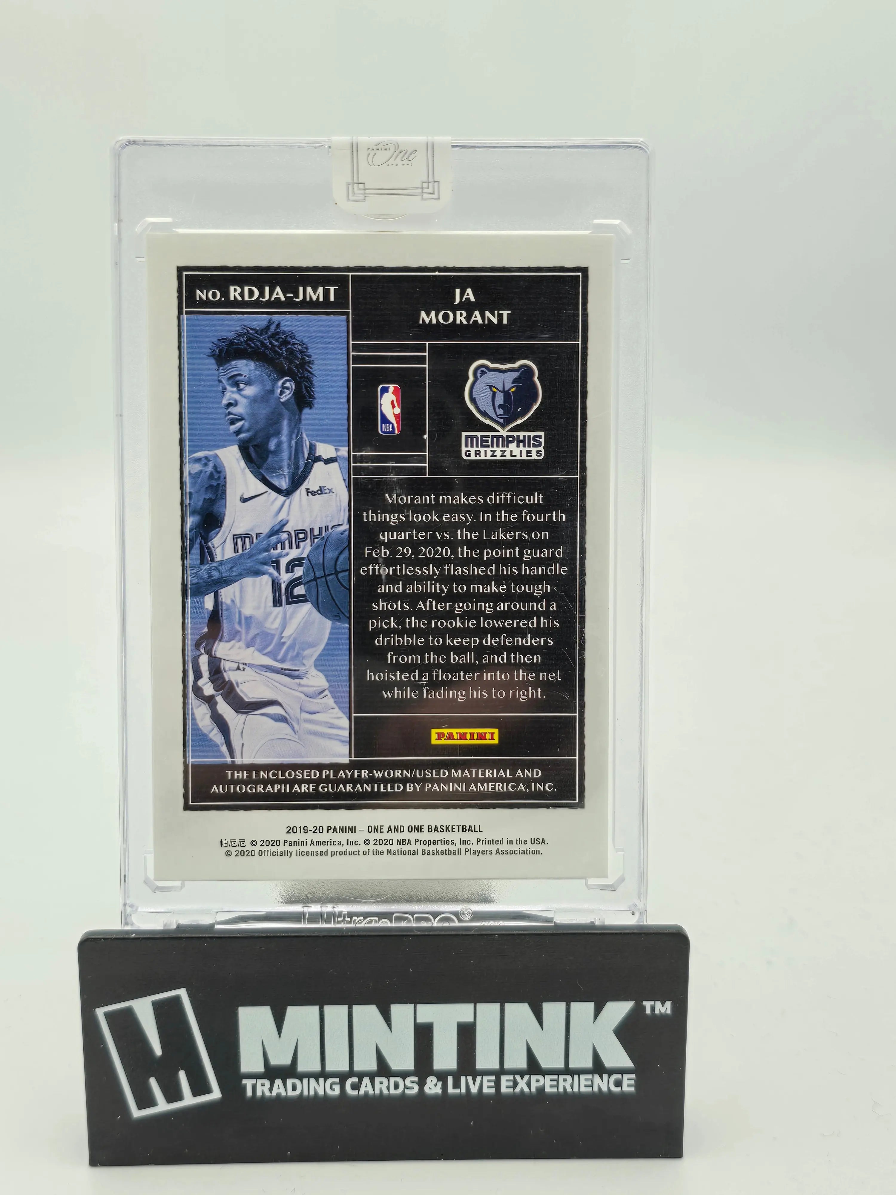 2019-20 Panini One and One Basketball Ja Morant Rookie Dual Patch Autograph Card /99 - Perfect for NBA Collectors, Sports Memorabilia & Investment