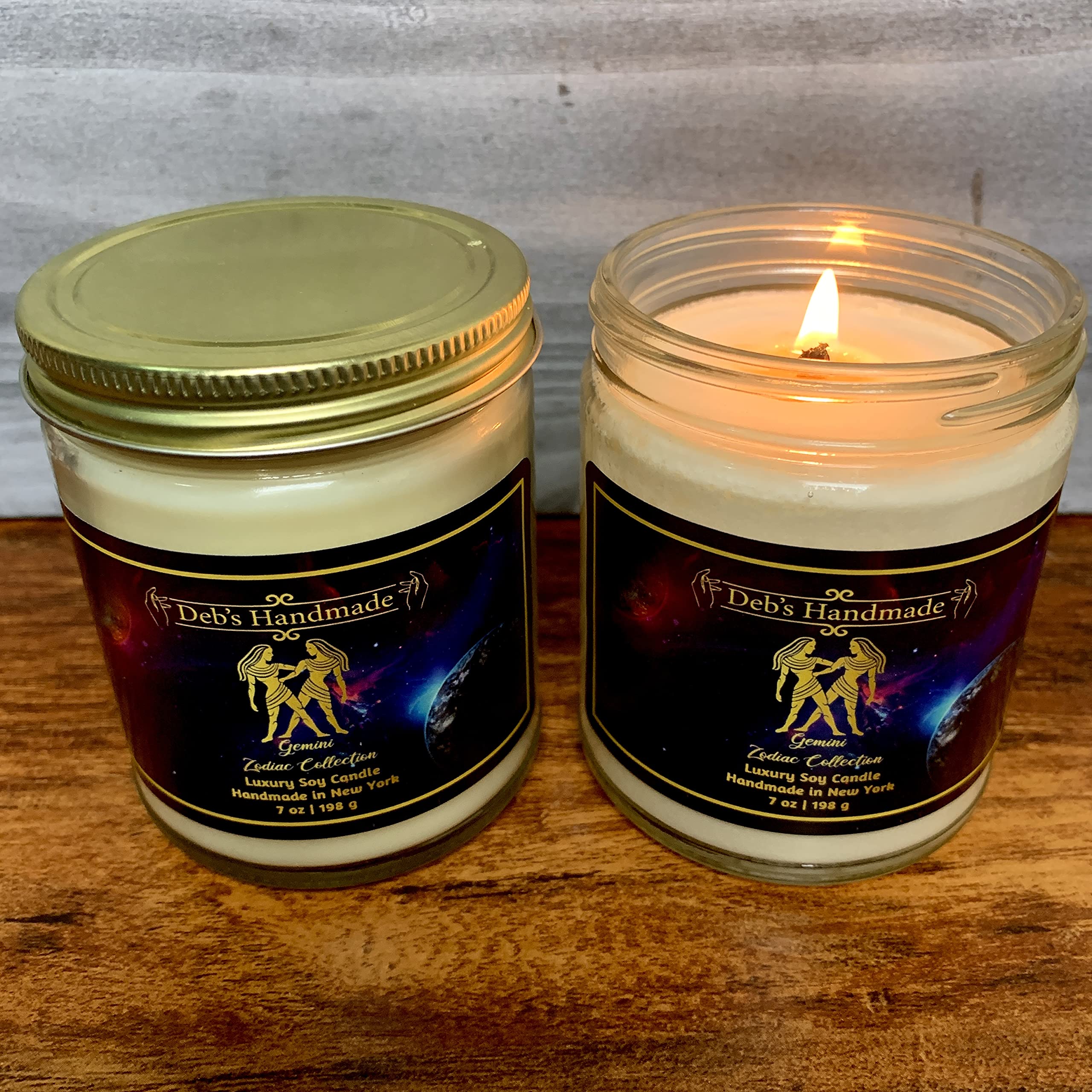 Gemini Soy Wax Candle - Natural Zodiac Gift for Home Decor | Birthday & Housewarming | Peach Bellini Scent for Relaxation