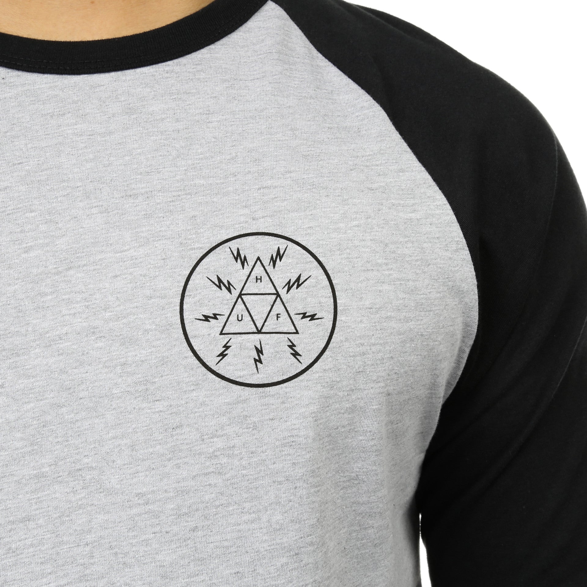 Huf Bolt Triangle Raglan Tee - Athletic Heather/Navy - Comfortable & Stylish Men's T-Shirt for Casual Wear & Street Fashion