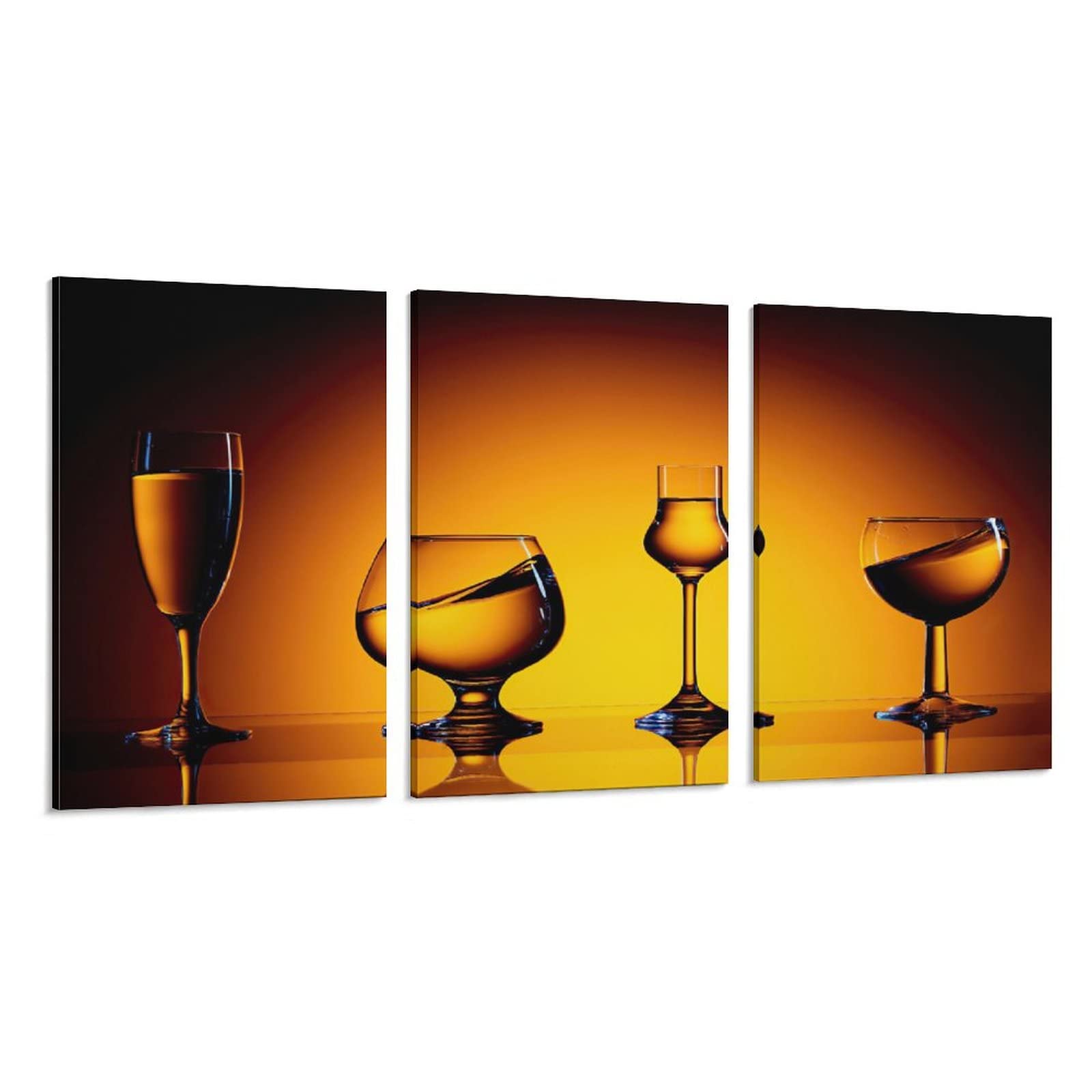3-Piece Abstract Wine Glass Canvas Wall Art Set - Nordic Style Kitchen & Dining Room Decor - Perfect for Home, Bar, Bedroom & Living Room Wall Decor - Ready to Hang Prints & Posters for Modern Interior Design