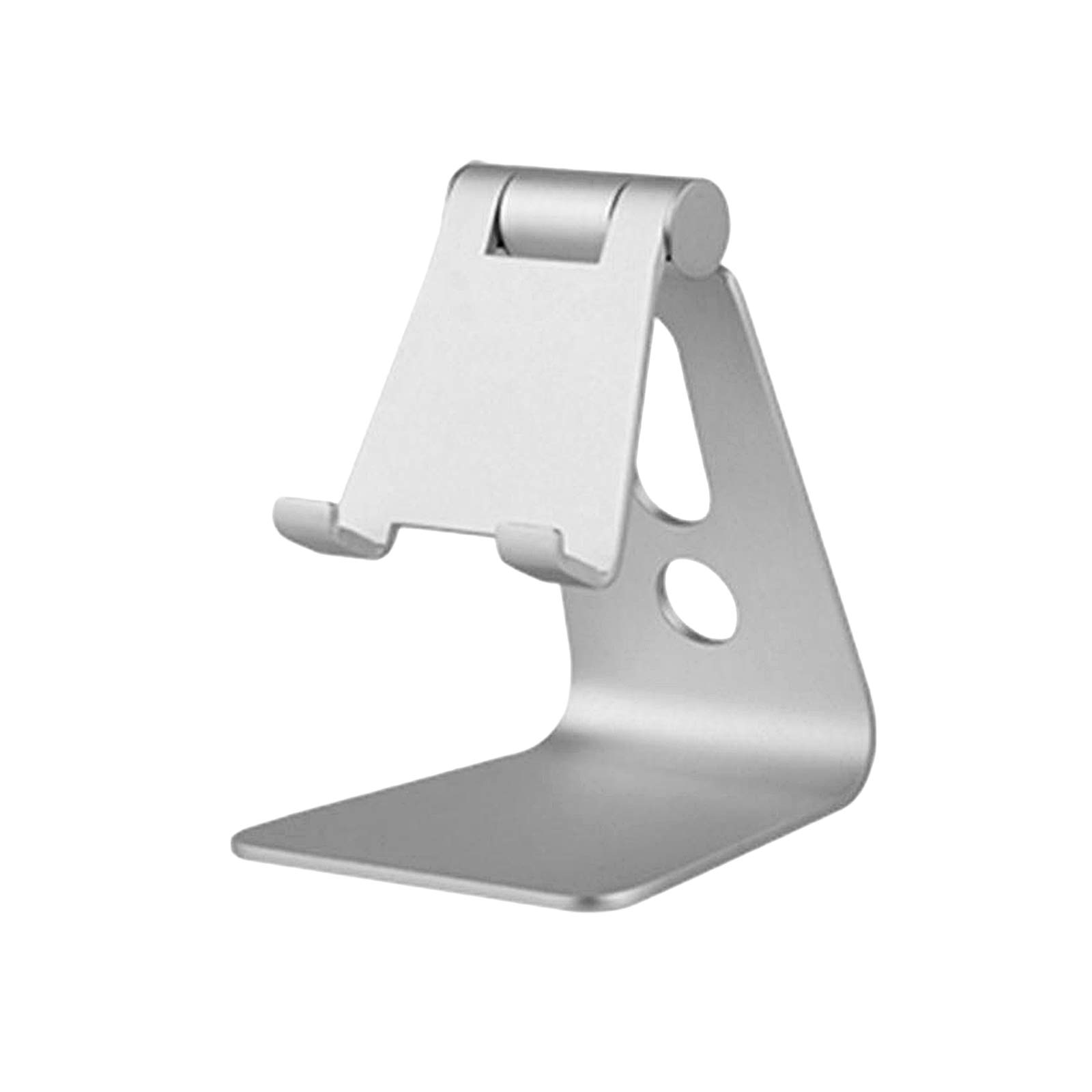 Premium Aluminum Alloy Folding Phone Stand - Adjustable Phone Holder Bracket for iPhone, Samsung & Tablets (Silver) | Perfect for Desk, Bed, Kitchen & Travel Use