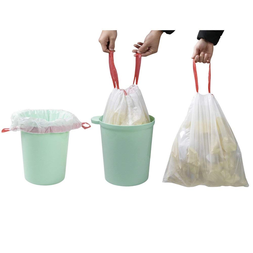 3 Gallon Small Drawstring Trash Bags - 120 Count White Kitchen Garbage Bags for Bathroom, Office & Bedroom Waste Disposal