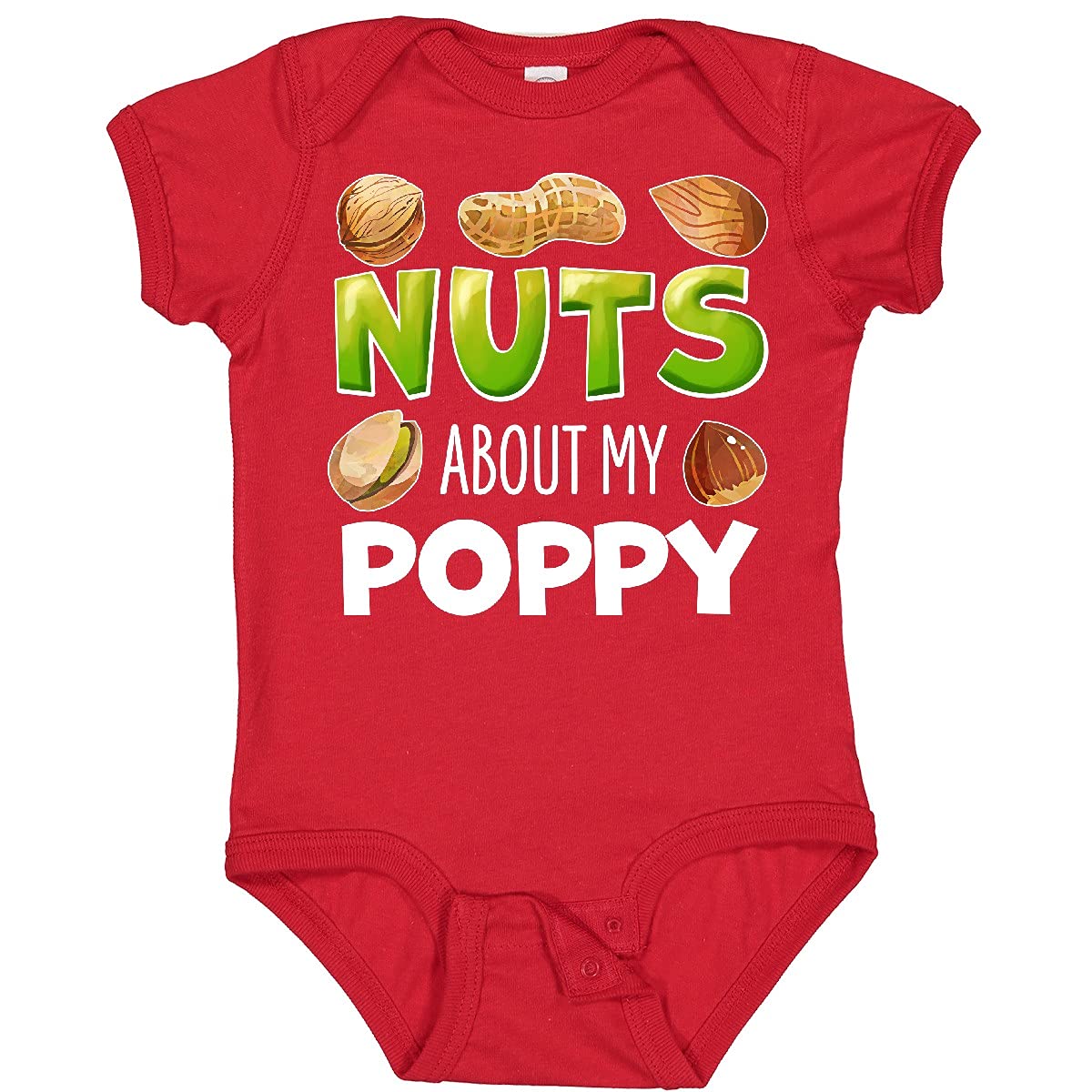 Inktastic Nuts About My Poppy Peanut Almond Pistachio Baby Bodysuit - Cute Organic Cotton Onesie for Infants & Toddlers - Perfect for Family Photos, Holidays & Everyday Wear