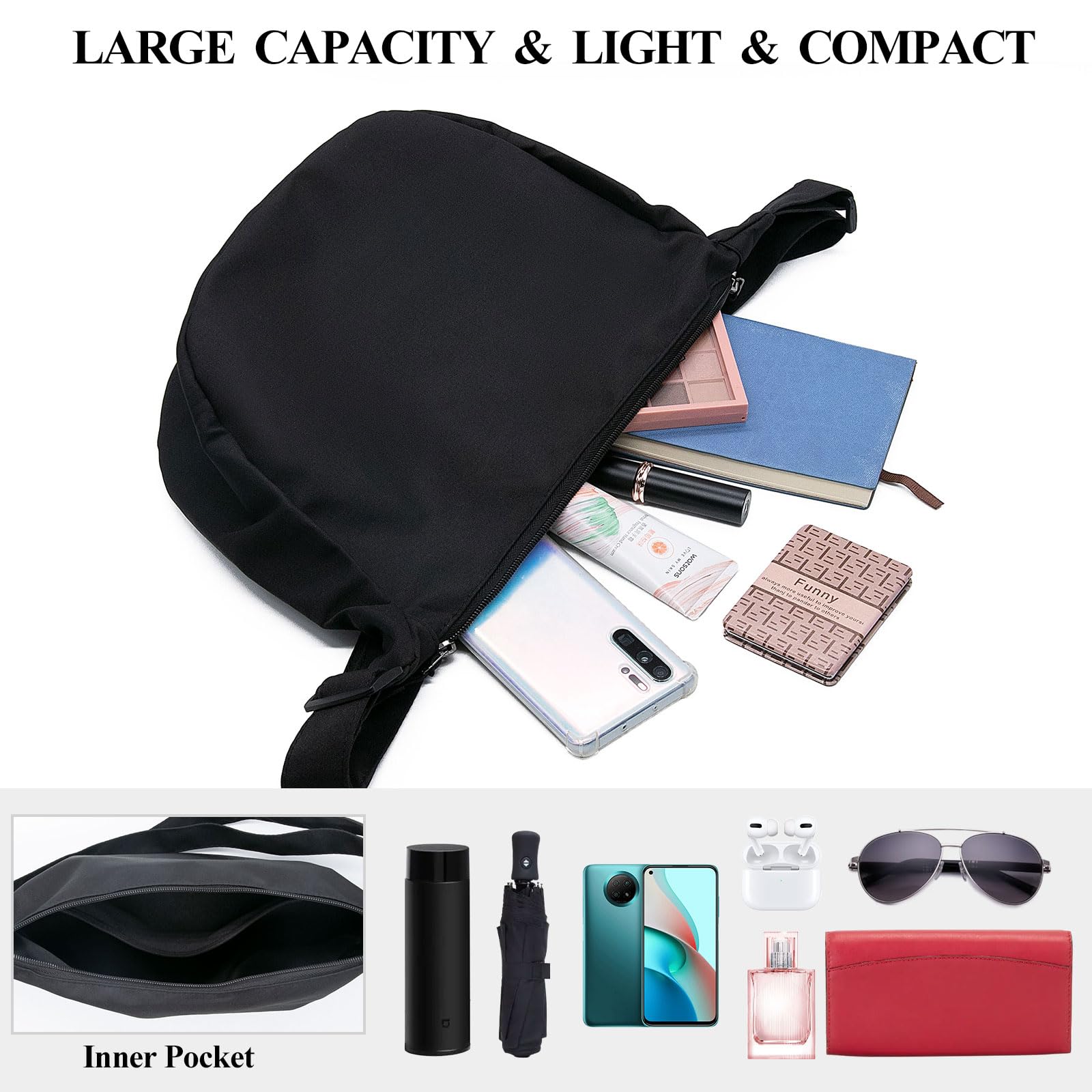 YAMEIZE Crossbody Bag for Women & Men - Adjustable Shoulder Strap Hobo Purse, Crescent Phone Bag, Dumpling Style Handbag - Perfect for Travel, Shopping & Daily Use