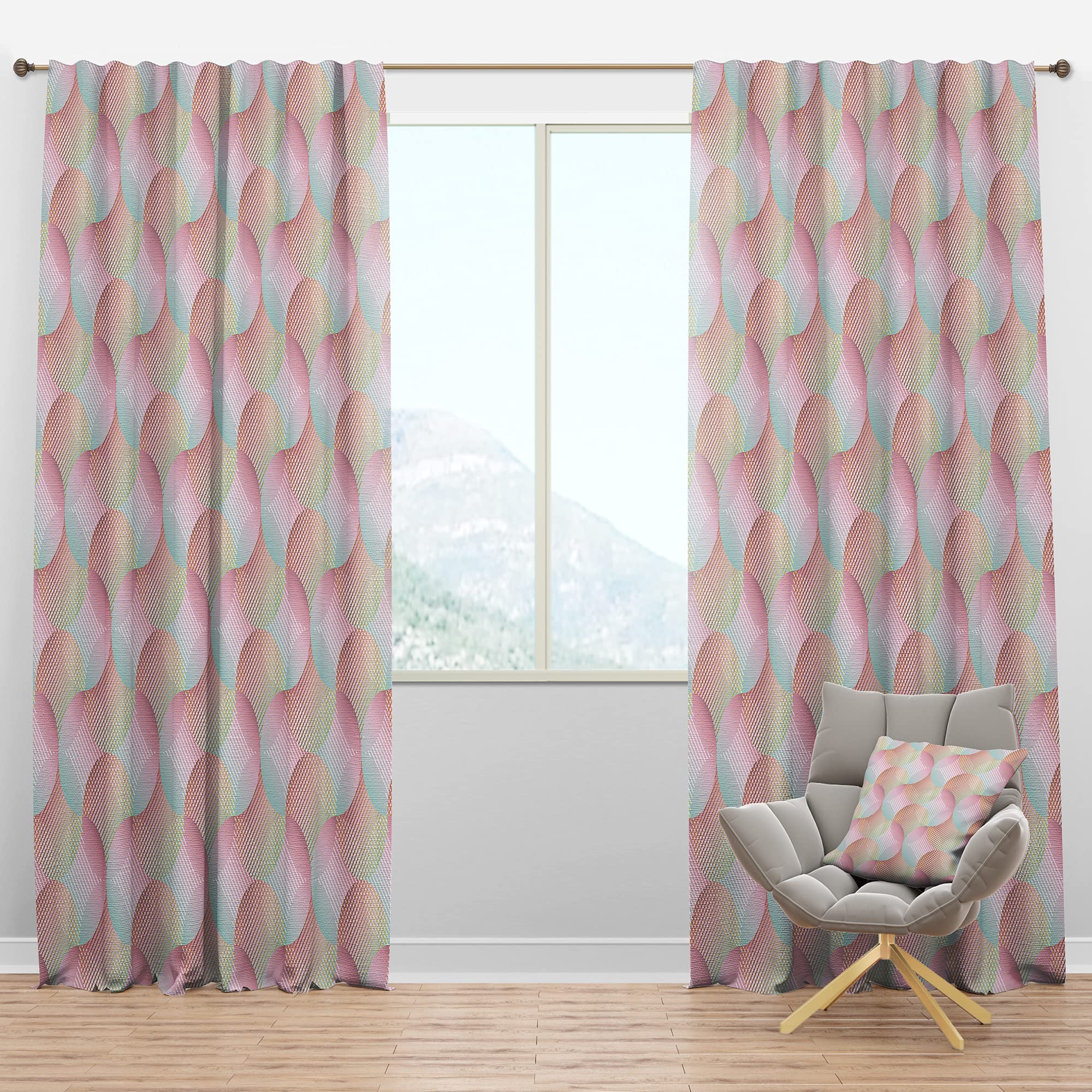 DesignQ Blackout Curtains - Thermal Insulated Abstract Retro Pattern VII - Single Panel 52x120 inches - Perfect for Bedroom & Living Room Window Treatments - Blocks Light & Noise for Better Sleep & Privacy