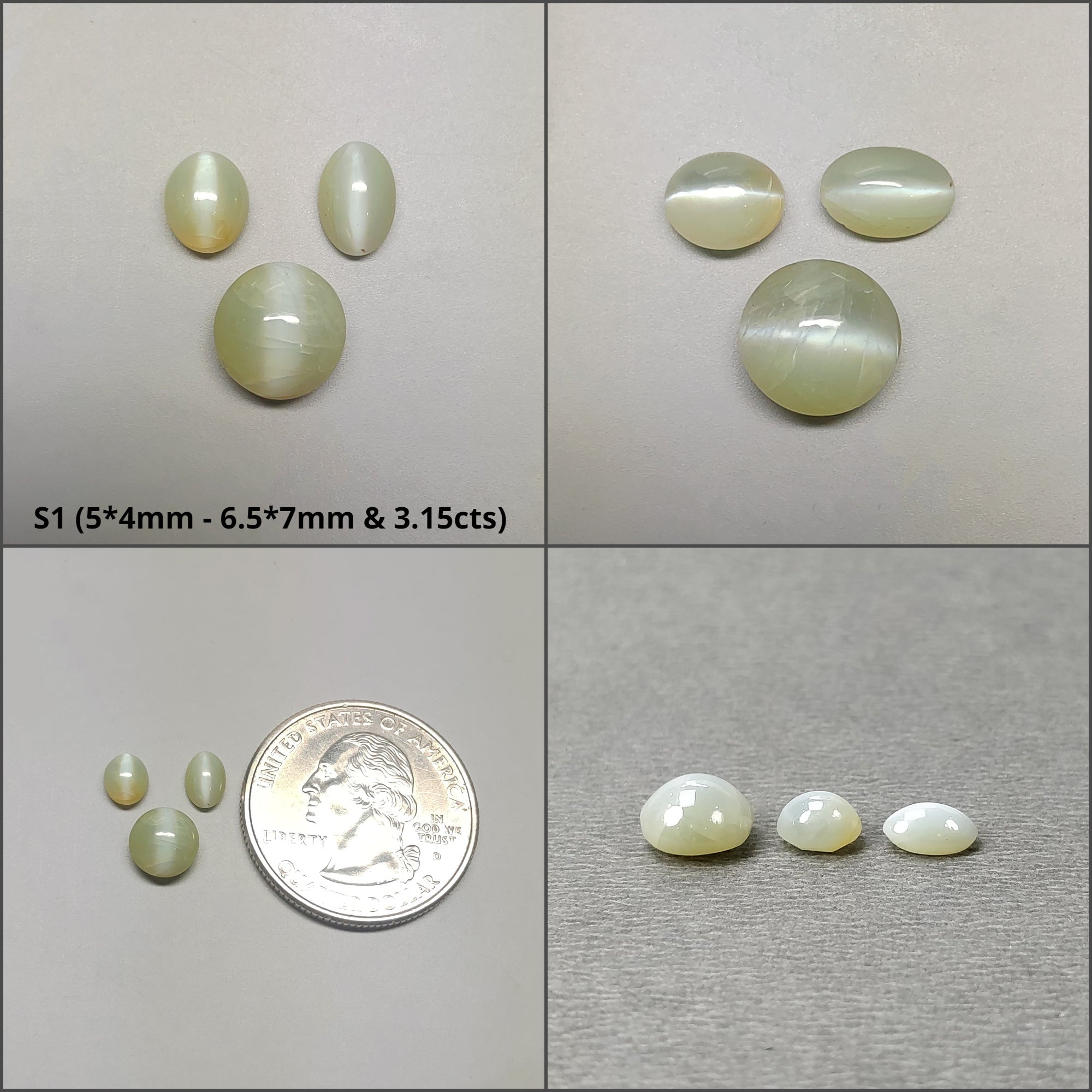 Natural Untreated Chrysoberyl Cat's Eye Gemstone Cabochon - Round & Oval Shapes (2pcs, 3pcs, 6pcs, 10pcs) | Healing Crystal for Jewelry Making, Meditation & Energy Work