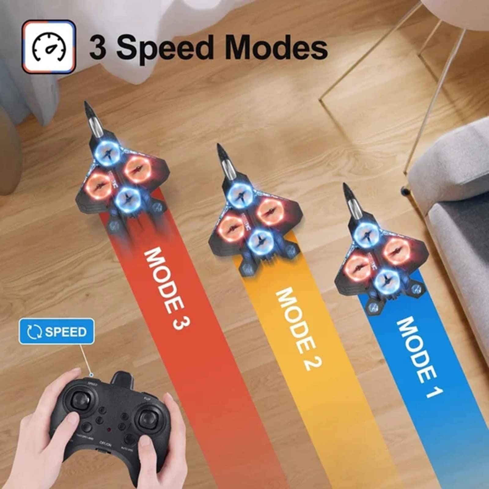 V17 Jet Fighter Stunt RC Airplane - 2.4GHz Remote Control Foam Plane with 2 Batteries, 360° Drop-Resistant Stunt Spin & LED Lights - Best RC Toy for Kids Ages 3-8 - Perfect for Outdoor Play, Birthday Gifts & Backyard Flying Fun