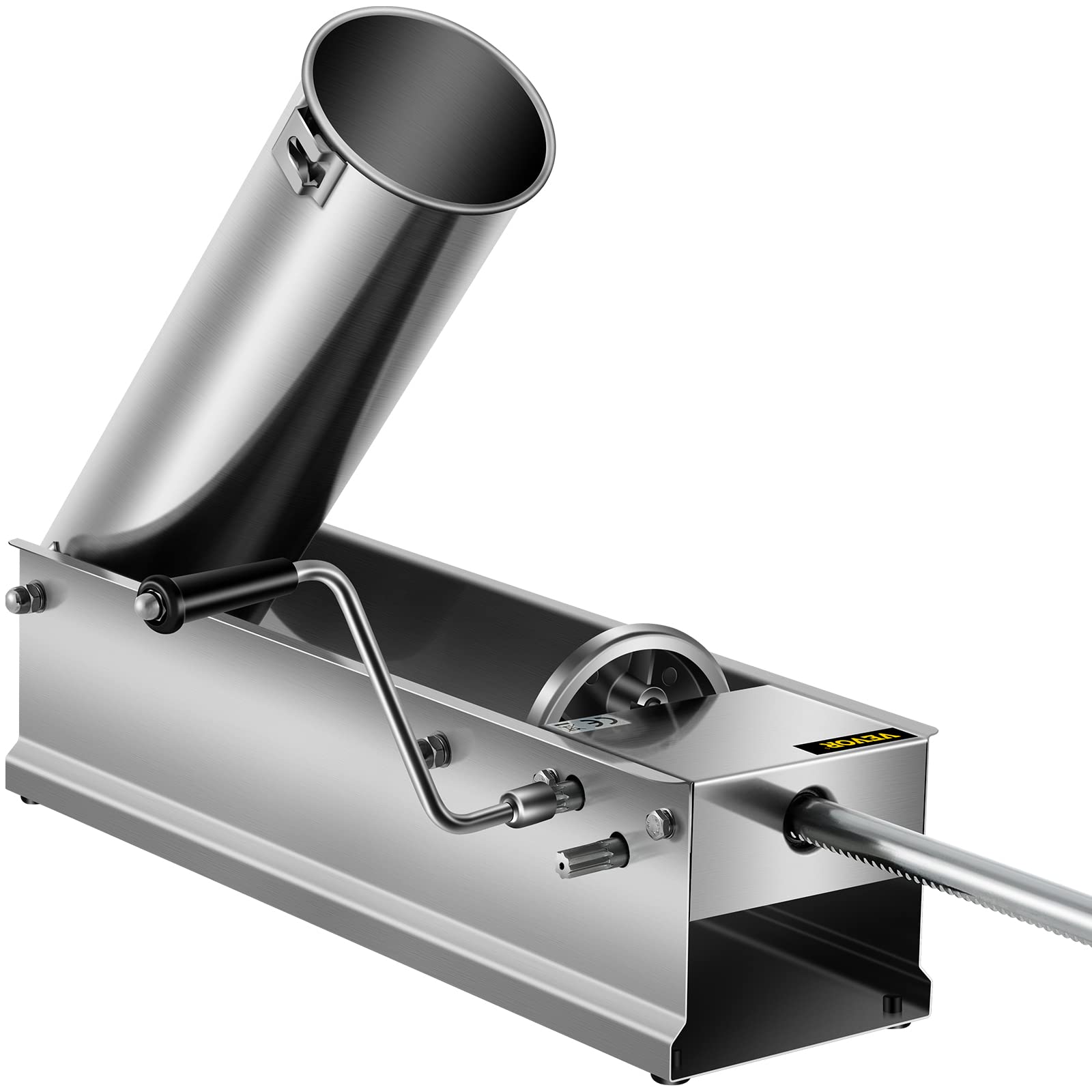 Happybuy 7L/15Lbs Manual Sausage Stuffer Machine - Stainless Steel Horizontal Sausage Maker with 5 Filling Nozzles for Home Kitchen & Commercial Use - Perfect for Making Homemade Sausages, Burgers, and Meat Stuffing