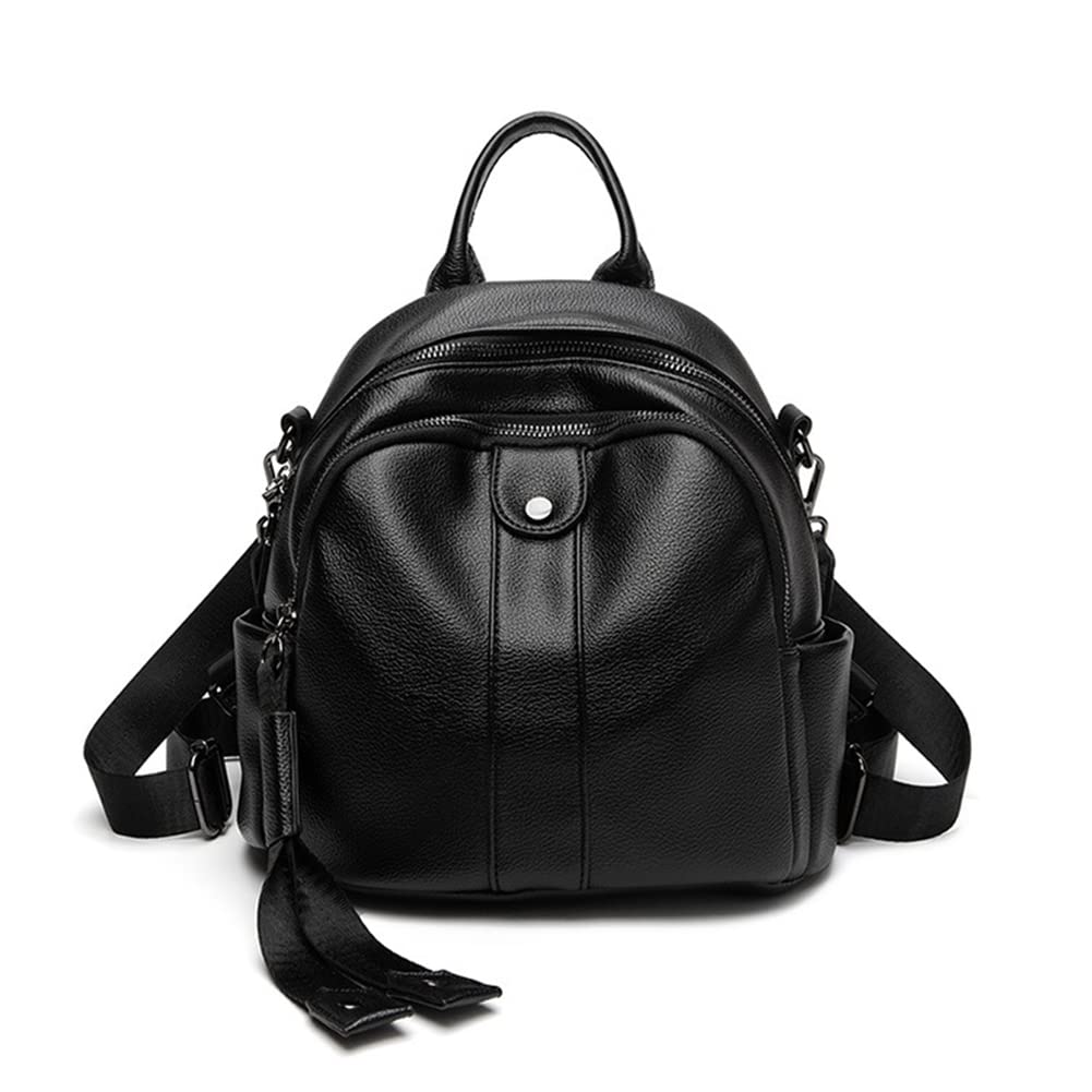 Stylish Small Black Leather Backpack Purse for Women - Fashionable Shoulder Bag & Rucksack (Style A) | Perfect for Work, Travel & Everyday Use