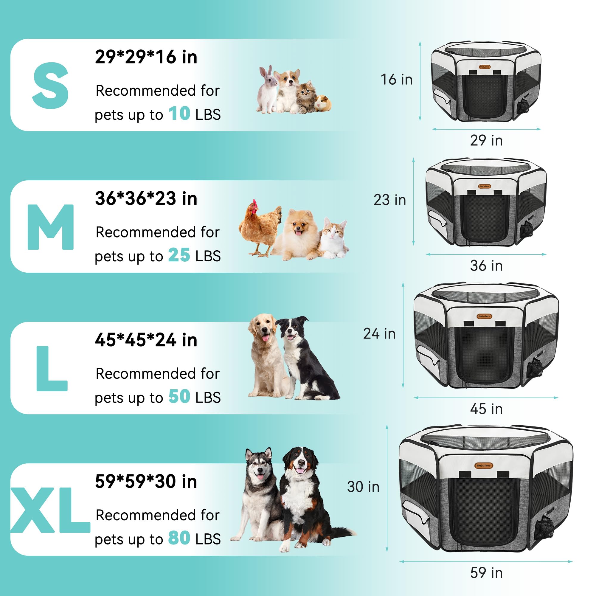 Portable Dog Playpen with Removable Mesh Shade Cover - Foldable Pet Play Pen for Puppies & Small Cats - Indoor/Outdoor Use for Backyard, Travel & Home Training (8 Panels, 24
