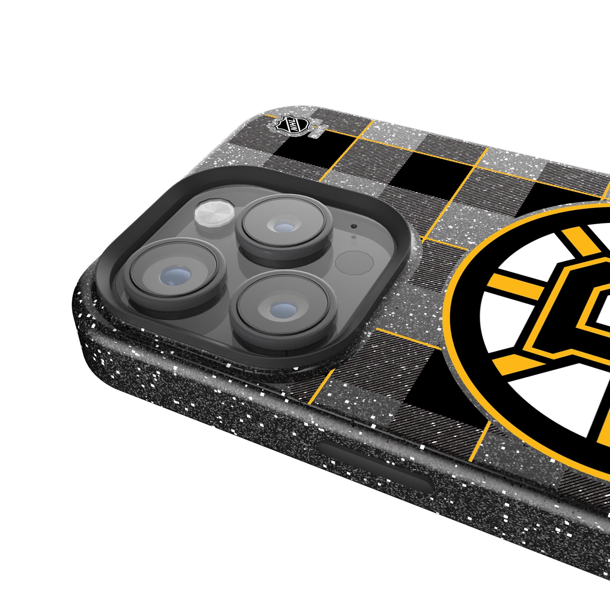 Boston Bruins Plaid Bling Rhinestone Phone Case for iPhone & Samsung - Hockey Fan Accessories for Games & Parties