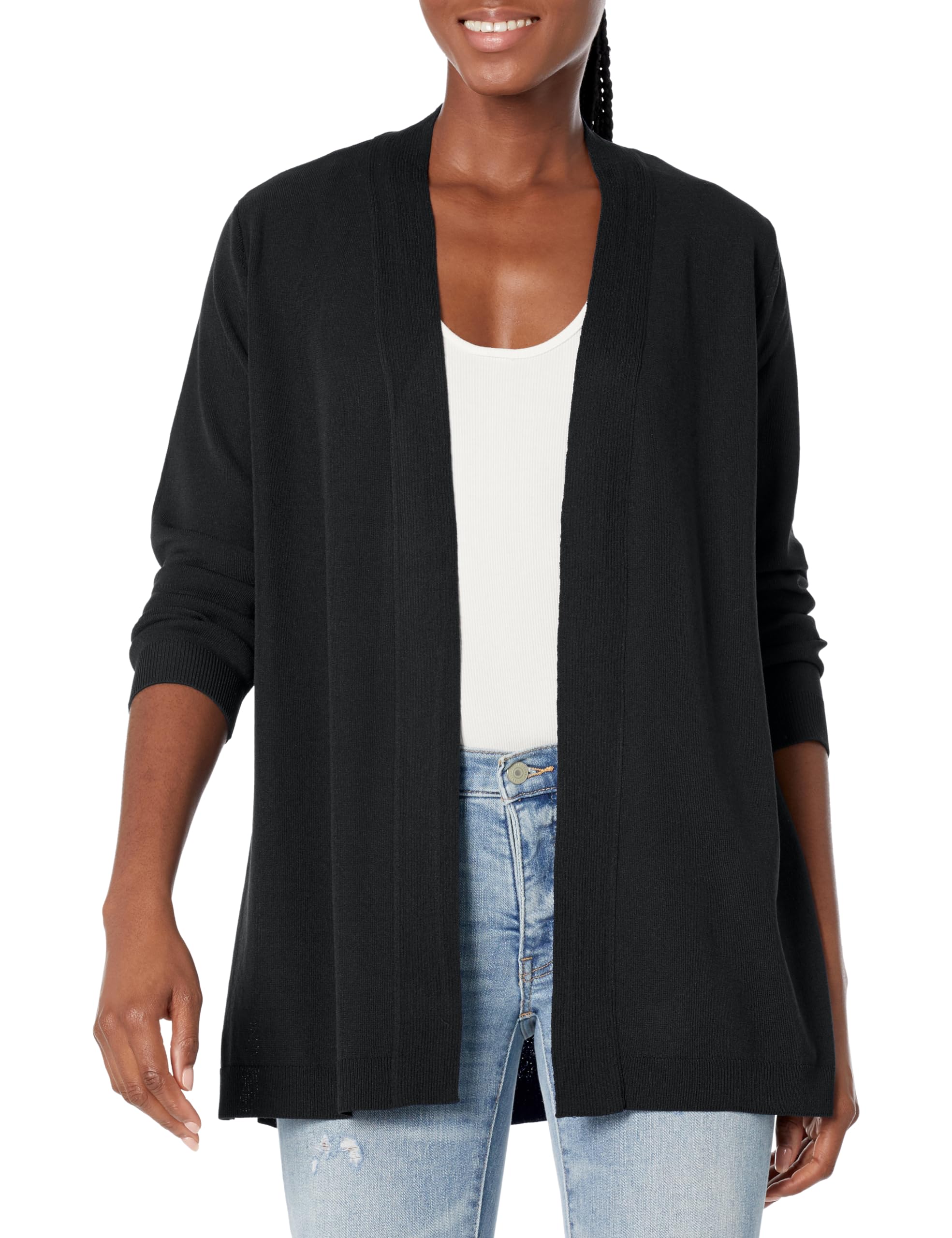 Jones New York Women's Icon Open Front Cardigan Sweater - Soft Lightweight Knit Wrap Cardigan for Women - Perfect for Office, Layering & Casual Outfits