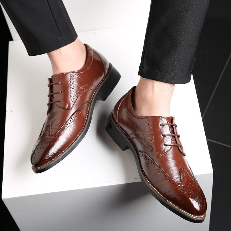 Men's Classic Lace-Up Dress Shoes | Business Oxford Wingtip Shoes for Wedding & Formal Events | Premium Leather Office & Party Footwear