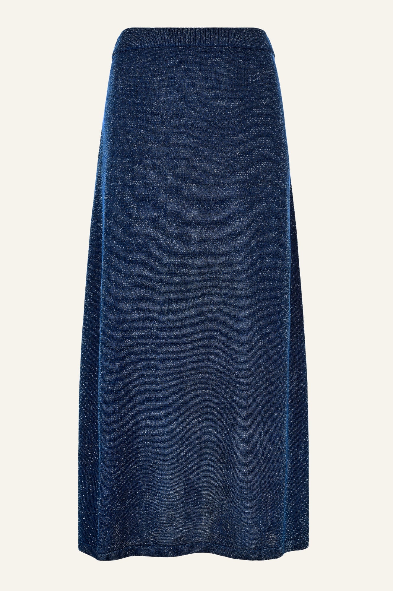 Metallic Knit Skirt for Women - Navy Blue Stretchy Midi Skirt with High Waist | Perfect for Office Wear, Party Outfits & Casual Dates