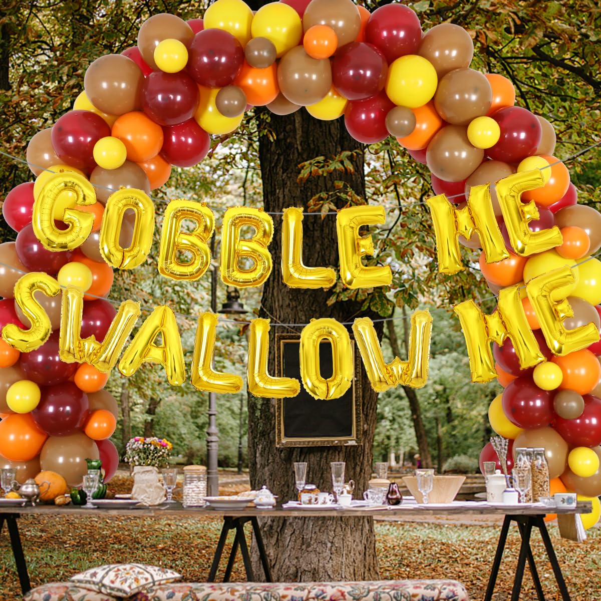 Thanksgiving Balloon Garland Kit - Gobble Me Swallow Me Balloon Banner for Thanksgiving Party Decorations, Fall Bachelorette Party Supplies for Adults - Perfect for Home Decor, Holiday Celebrations & Autumn Festivities