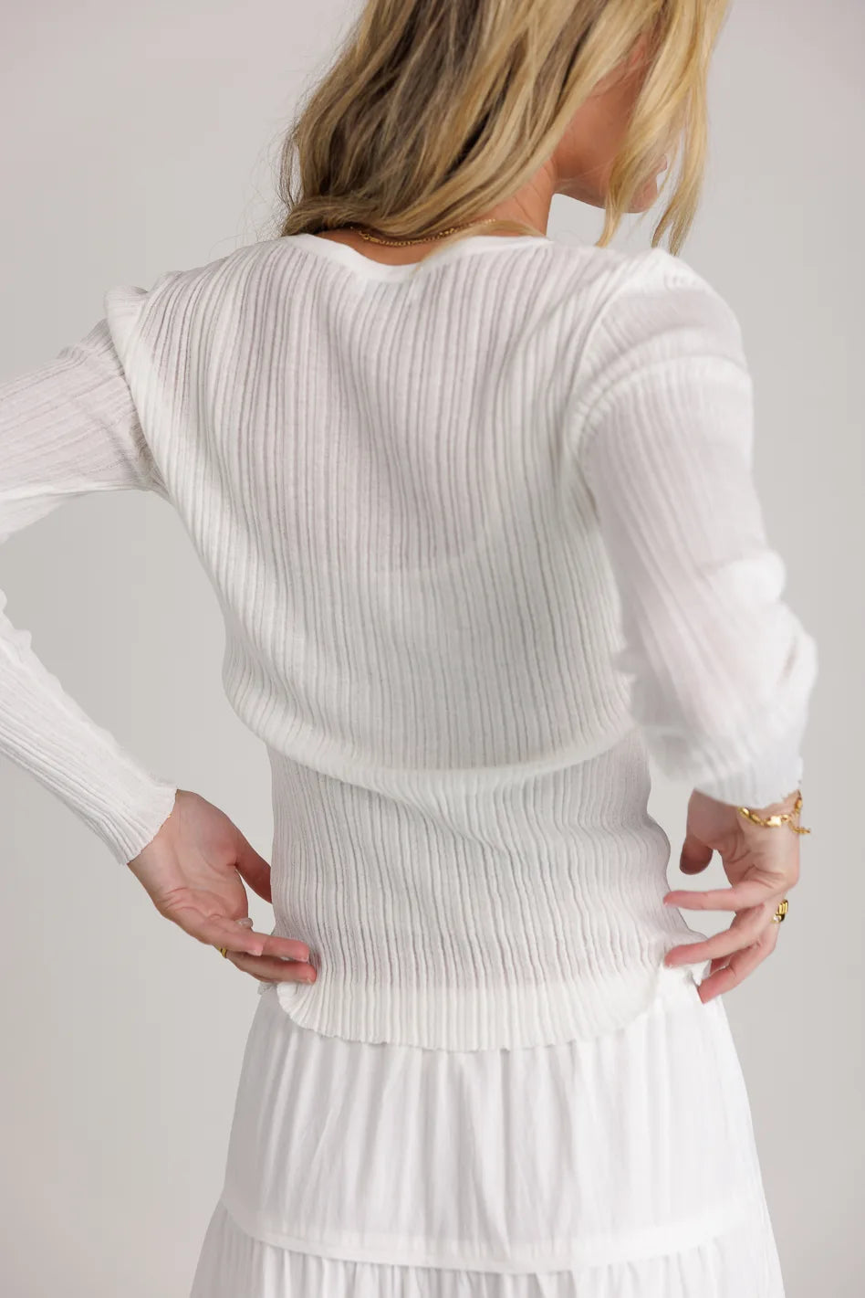 Mauryn Women's Ribbed Knit Top - White | Slim Fit Casual Shirt for Everyday Wear | Perfect for Work, Dates & Outings