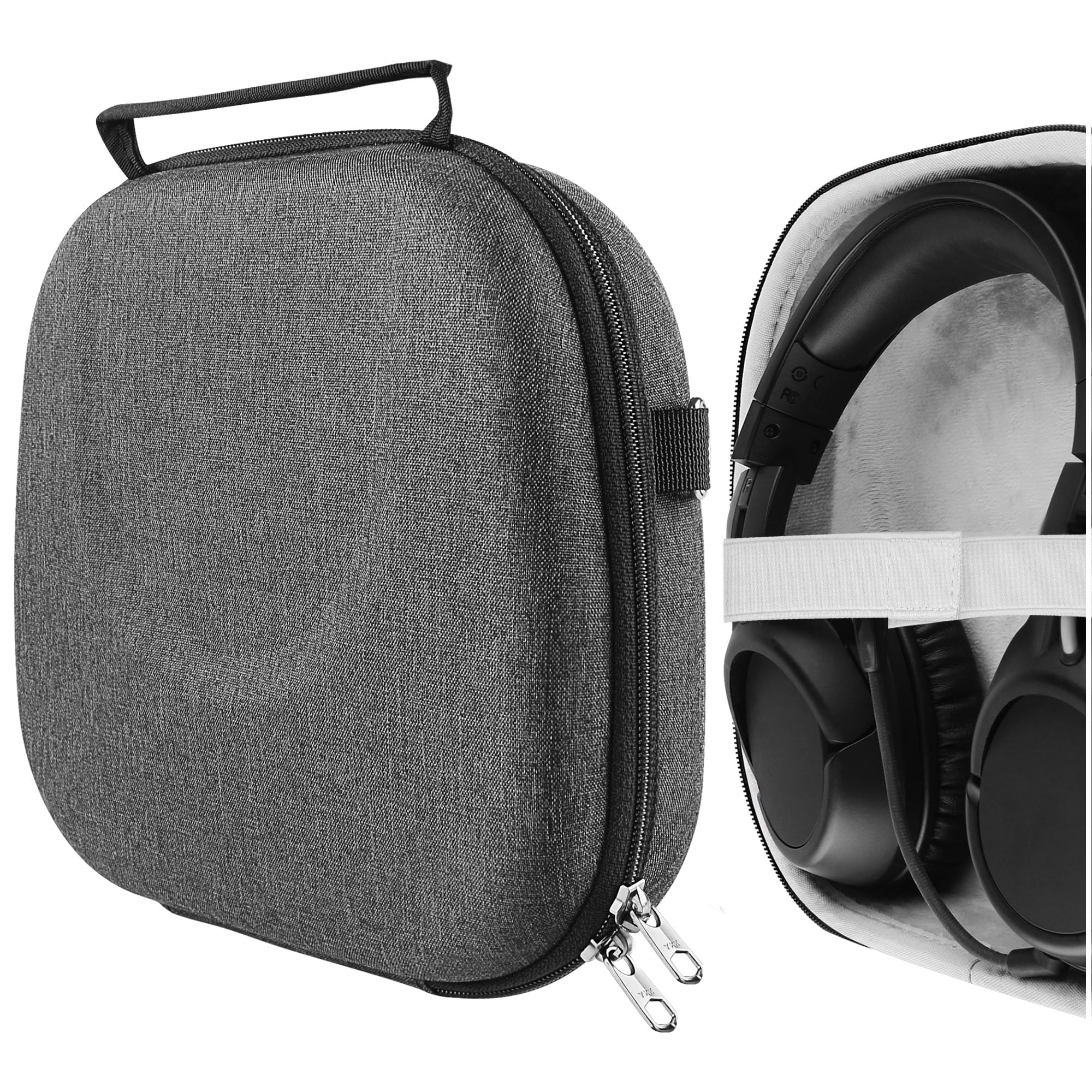 Geekria Shield Hard Shell Travel Case for HyperX Cloud Stinger S, Cloud Stinger PS4 & Cloud Flight Gaming Headphones - Durable Protective Storage with Cable Compartment (Dark Grey) - Perfect for Travel, Commuting & Gaming Accessories Organization
