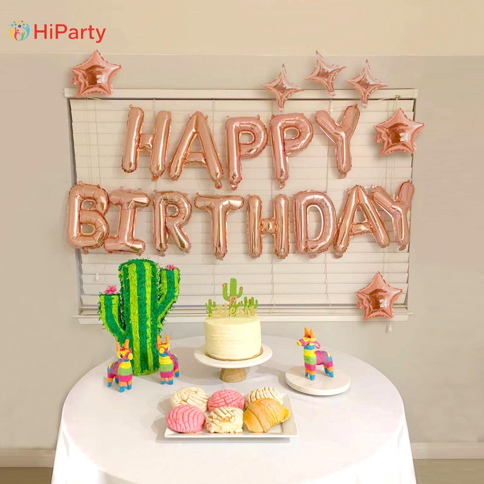 24pcs 3D Mylar Foil Happy Birthday Balloons with 6pcs Star Balloons - Rose Gold Birthday Party Decorations for Kids, Girls, Women & Adults | Perfect for Birthday Parties, Baby Showers & Anniversary Celebrations
