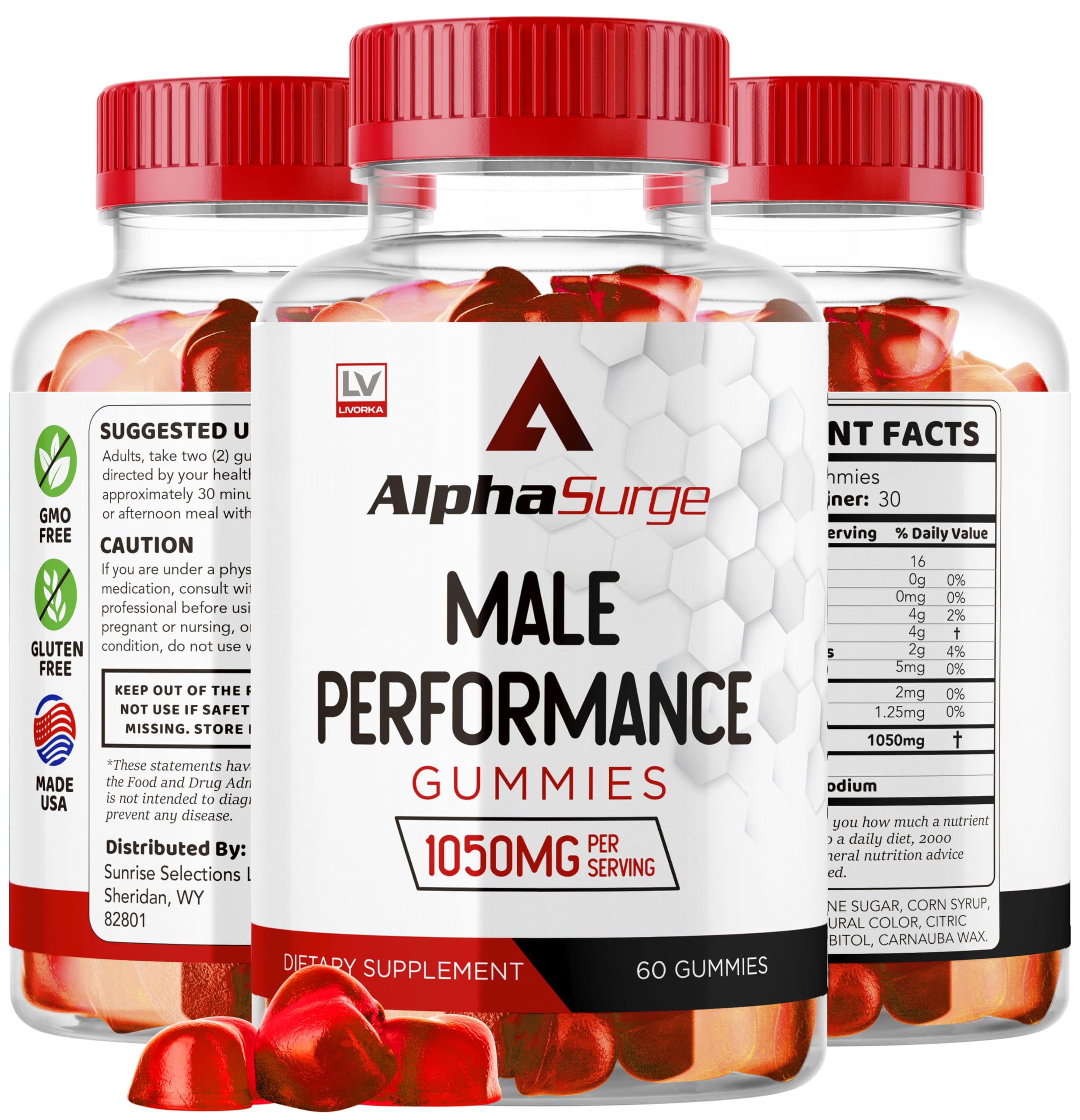 Alpha Surge Gummies for Men - 1050mg Male Enhancement Supplement, 300 Gummies (5 Month Supply) - Boost Energy, Stamina & Performance - Perfect for Workouts, Dating & Daily Confidence