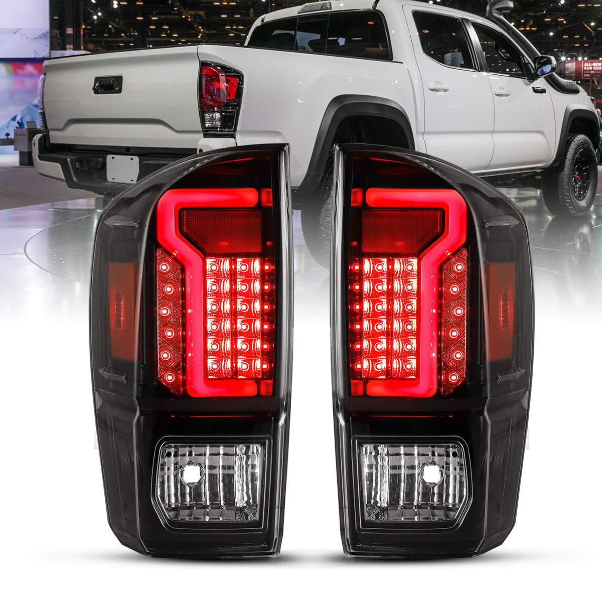 Nixon Offroad LED Tail Lights for 2016-2021 Toyota Tacoma - Clear Lens Brake Lights with Turn Signal & DRL - Plug and Play Replacement for Driver & Passenger Side - Perfect for Off-Roading, Night Driving & Truck Customization