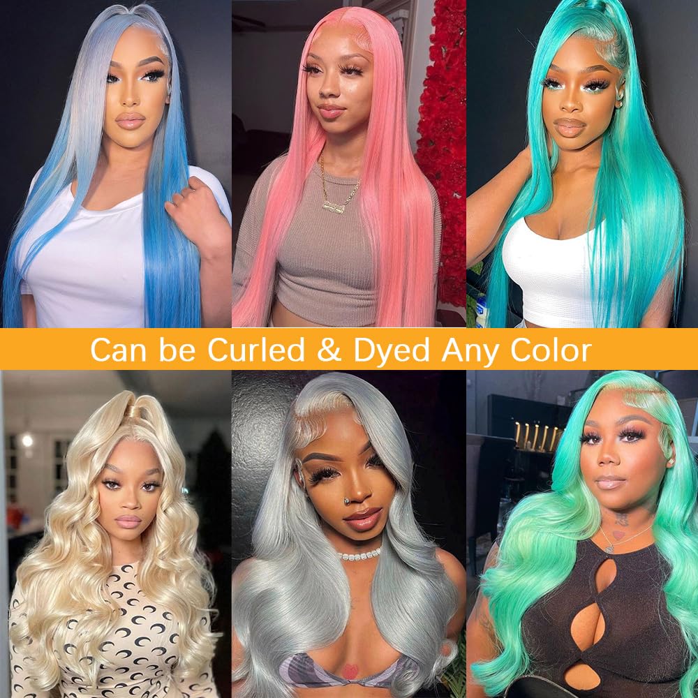 613 Lace Front Wig Human Hair 13x4 Straight Blonde Glueless Wigs - 28 Inch HD Lace Frontal Wig with Pre Plucked Hairline & Bleached Knots - 250% Density 12A Human Hair Wigs for Black Women - Perfect for Daily Wear, Cosplay, and Special Occasions