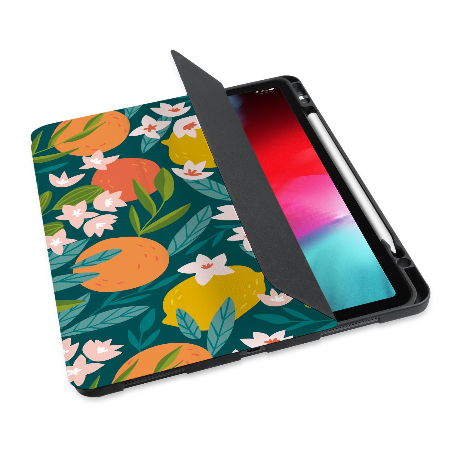 Premium iPad Trifold Case with Fruit Design - Slim Protective Cover for iPad Air/Pro, Lightweight Stand & Auto Sleep/Wake - Perfect for Work, School & Travel