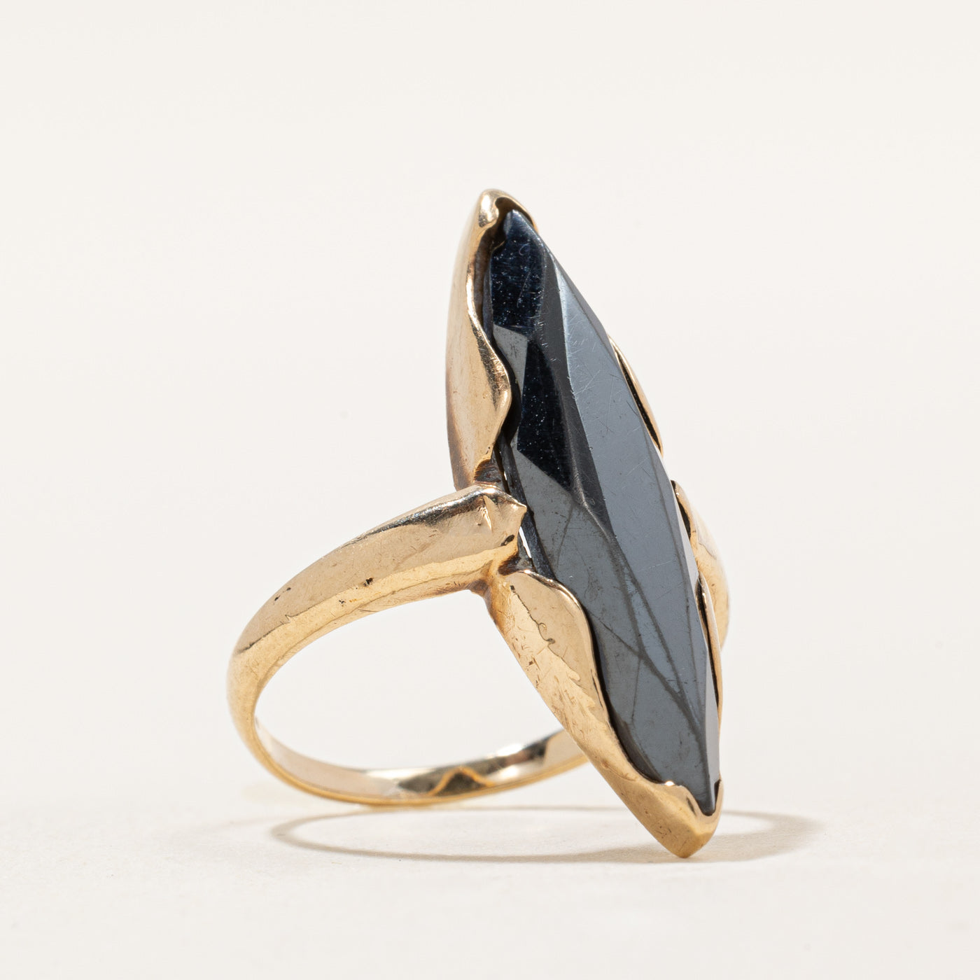 Marquise Hematite Ring - 3.50ct Genuine Hematite Stone - Size 5 - Elegant Gothic Jewelry for Women - Perfect for Evening Parties, Weddings & Special Occasions