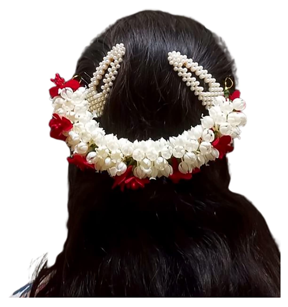 Anagha Hair Accessories for Bun Making - Mogra & Fabric Flower Gajra Hair Jewelry for Brides | Wedding, Party & Special Occasion Hairstyles