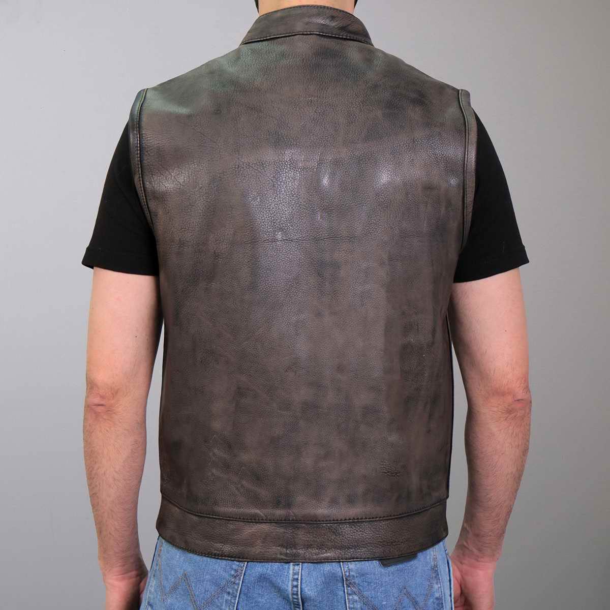 Hot Leathers VSM1035 Men's Distressed Brown Conceal Carry Club Leather Vest - Medium | Motorcycle Riding, Biker Jacket, Outdoor Adventure Gear