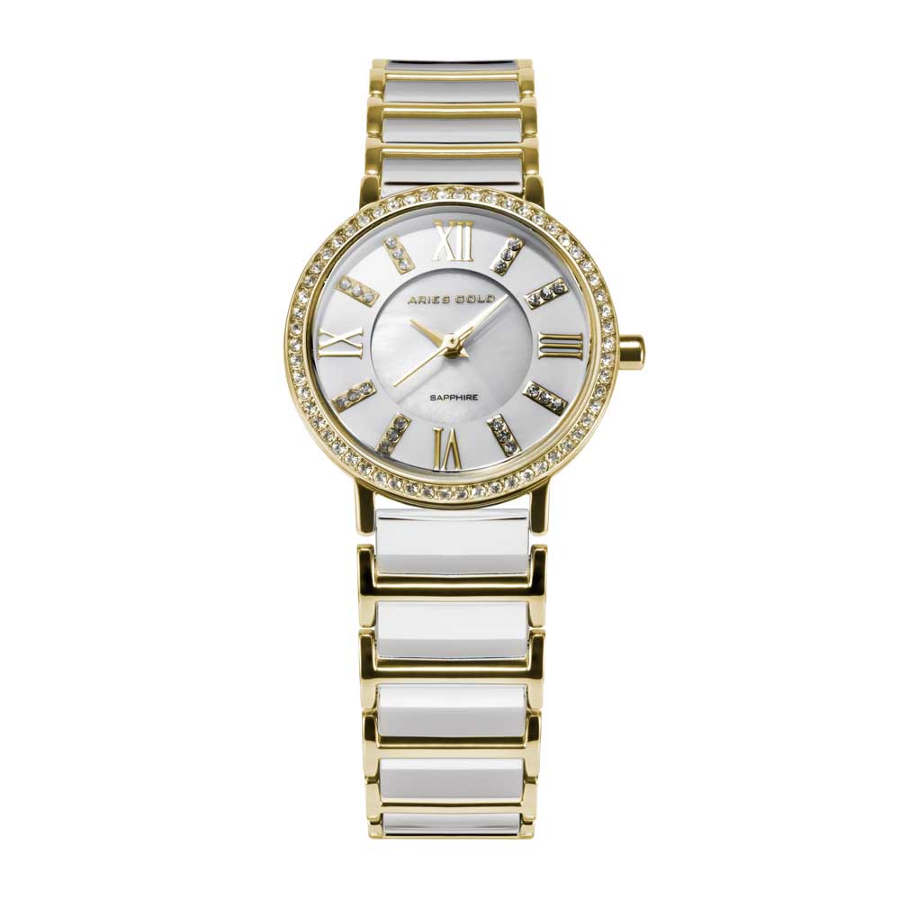 Aries Gold Enchant Glitter Gold Stainless Steel PS 310L S Gold Ceramic Women's Watch - Elegant & Durable Timepiece for Everyday Wear, Office & Special Occasions